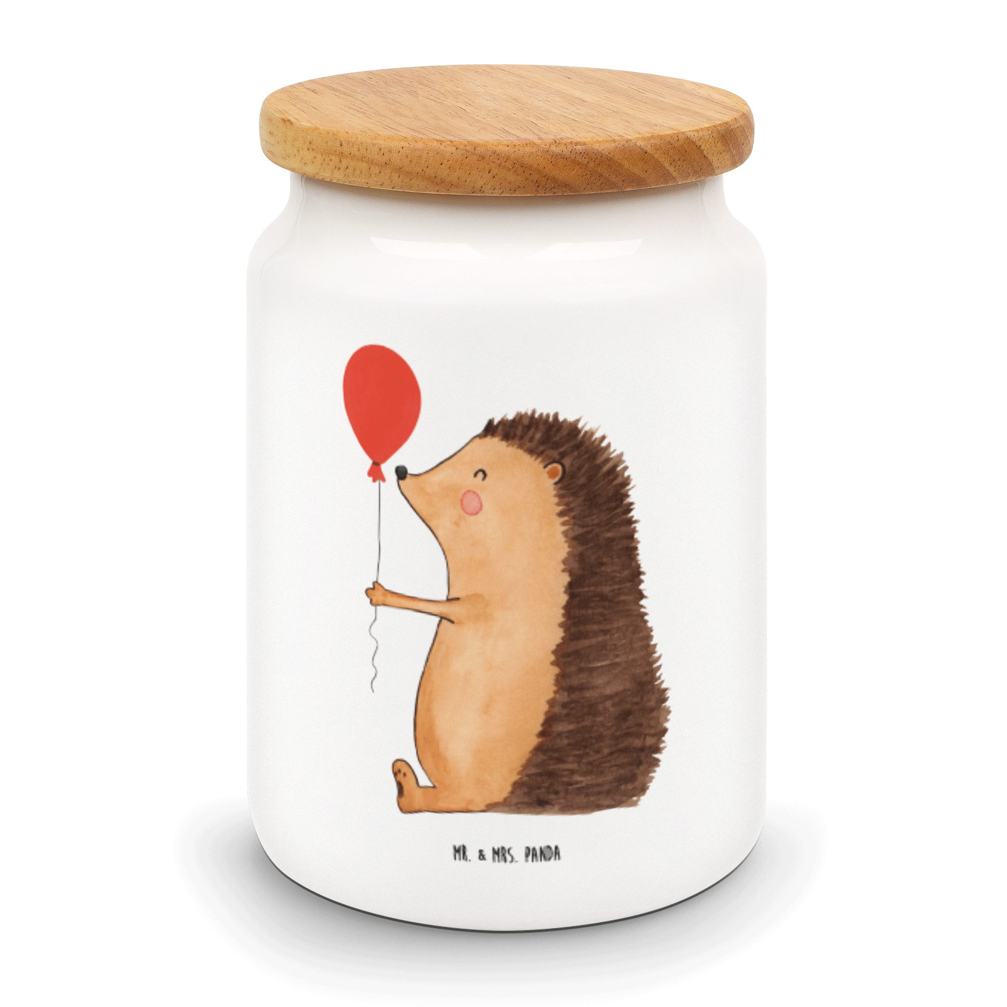 Mr. & Mrs. Panda Vorratsdose Igel mit Luftballon - Weiß - Geschenk, Geburtstagskind, Tiere, Kerami, Keramik, (1-tlg)