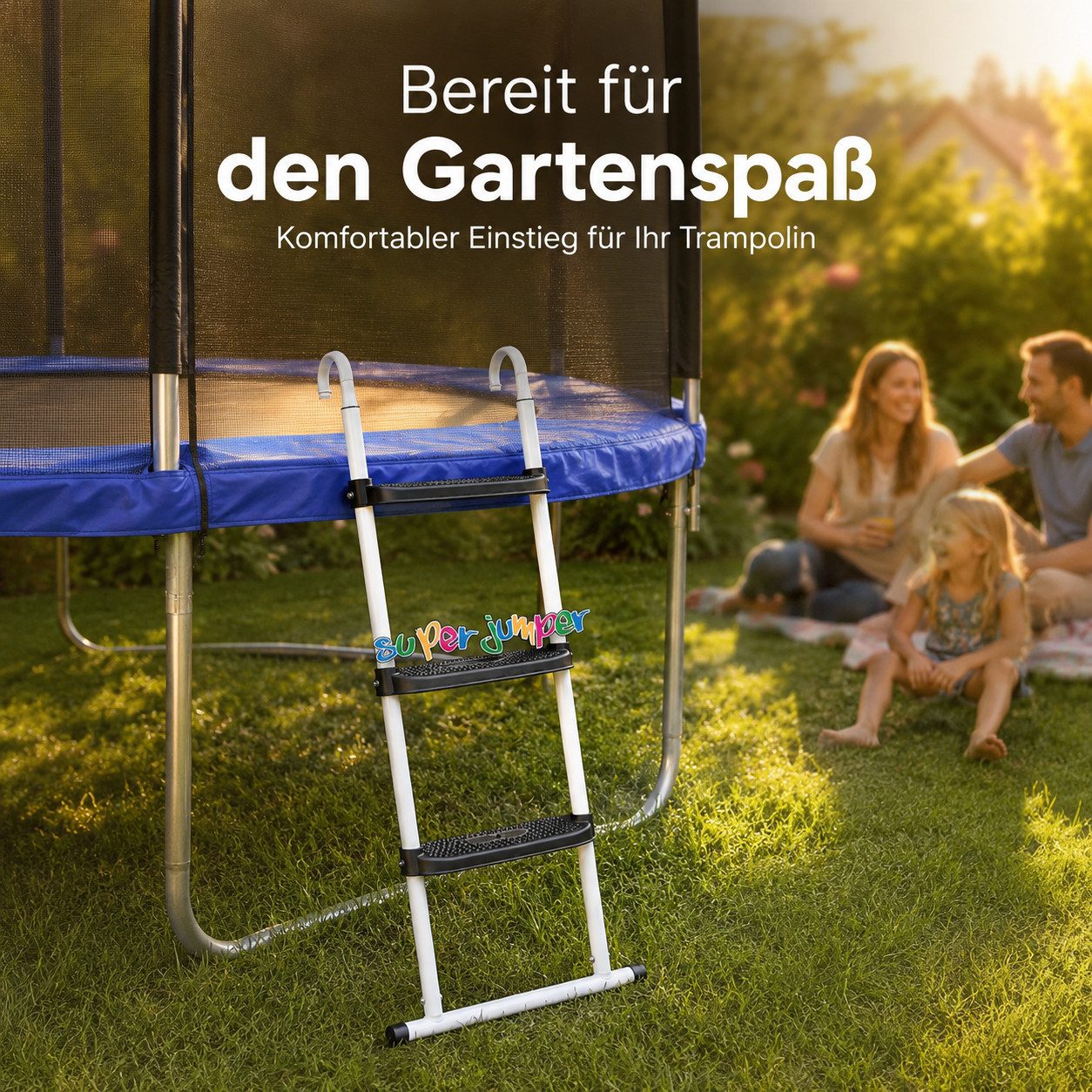 Diyarts Trampolinleiter (Gartentrampolin Leiter, mit 2 weichen Stufen für Aufstieg), solide Einstiegsleiter 100kg Belastbarkeit 85cm Rahmenhöhe