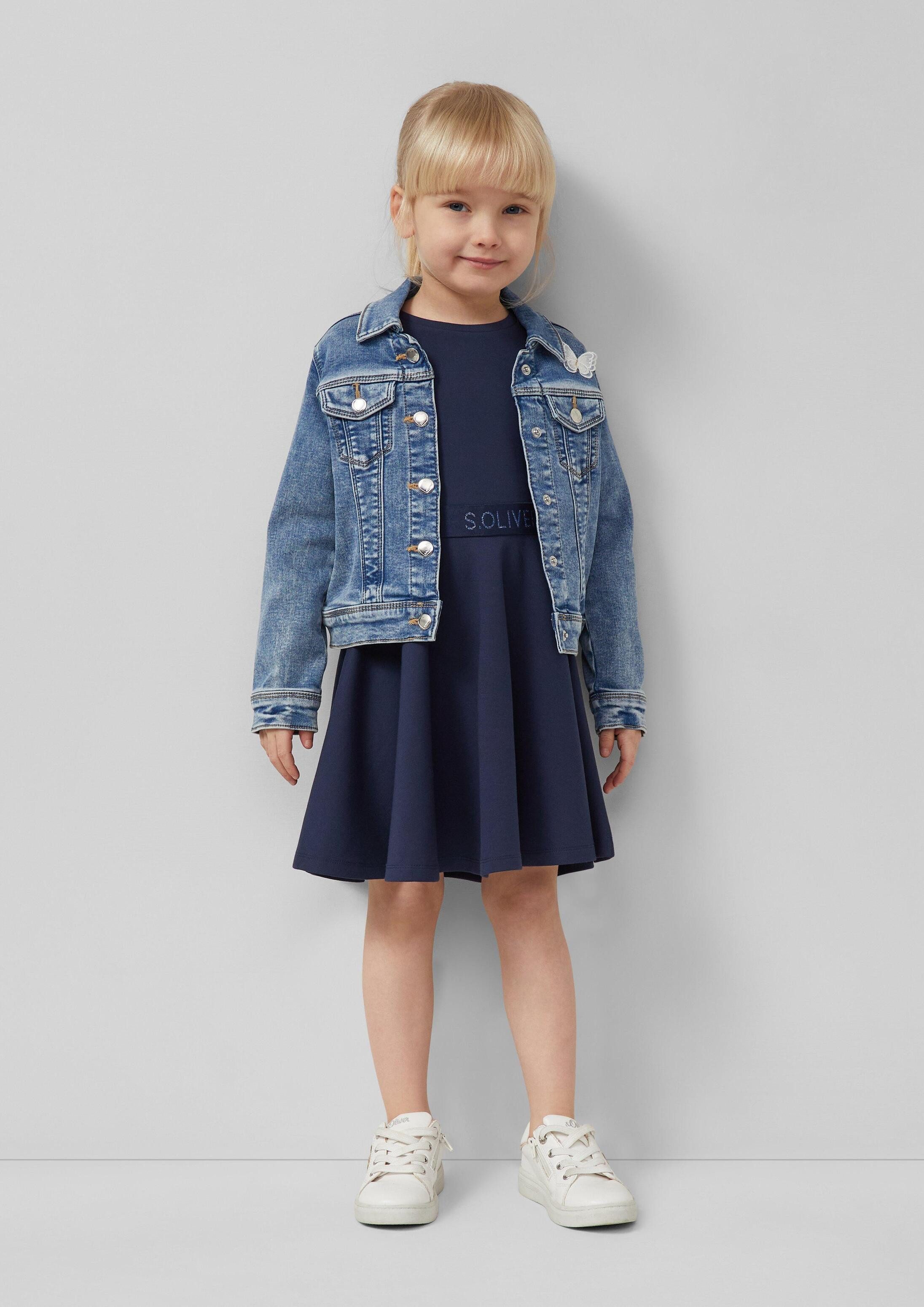 s.Oliver Minikleid Kleid Kurzes Interlock-Kleid mit Logo-Glitzertape