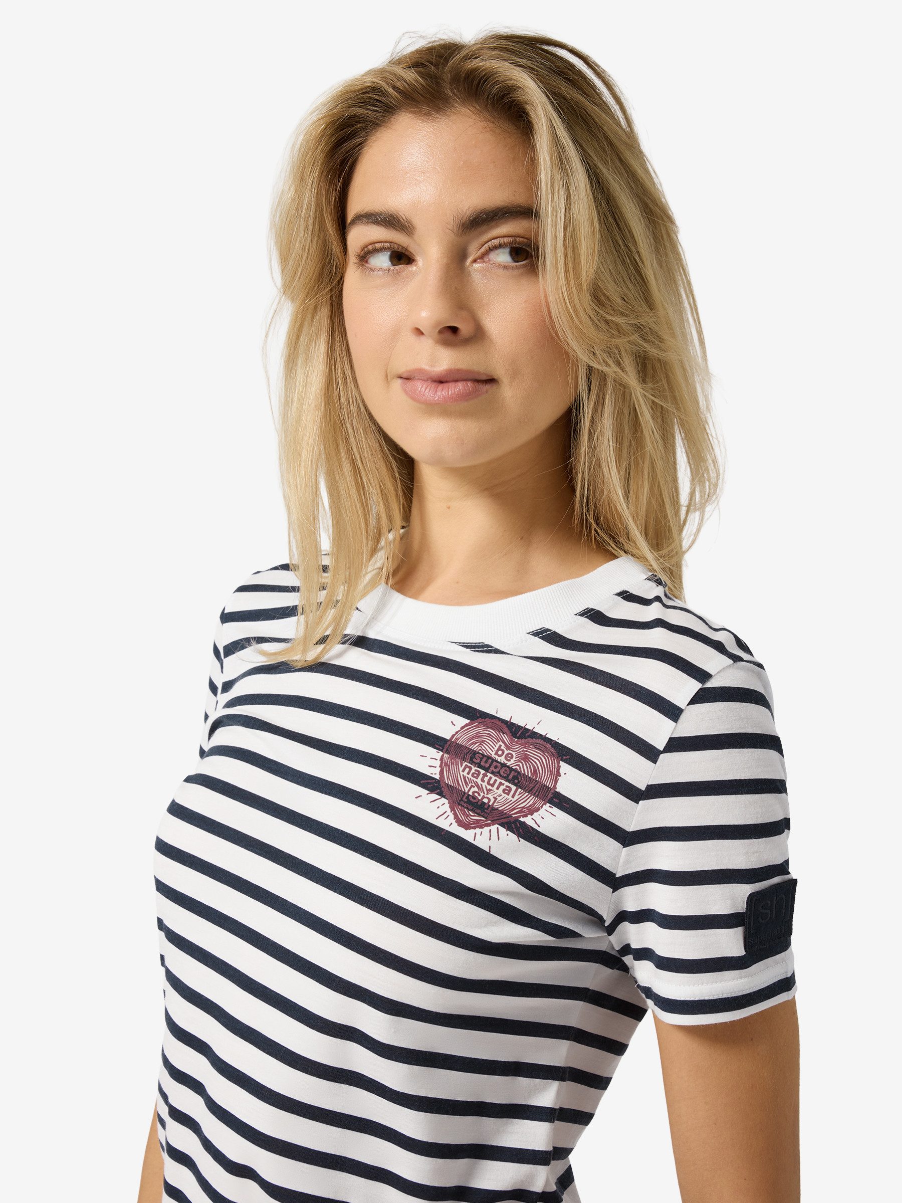 SUPER.NATURAL T-Shirt für Damen, nachhaltig, Merino mit Sommer-Motiv, atmungsaktiv