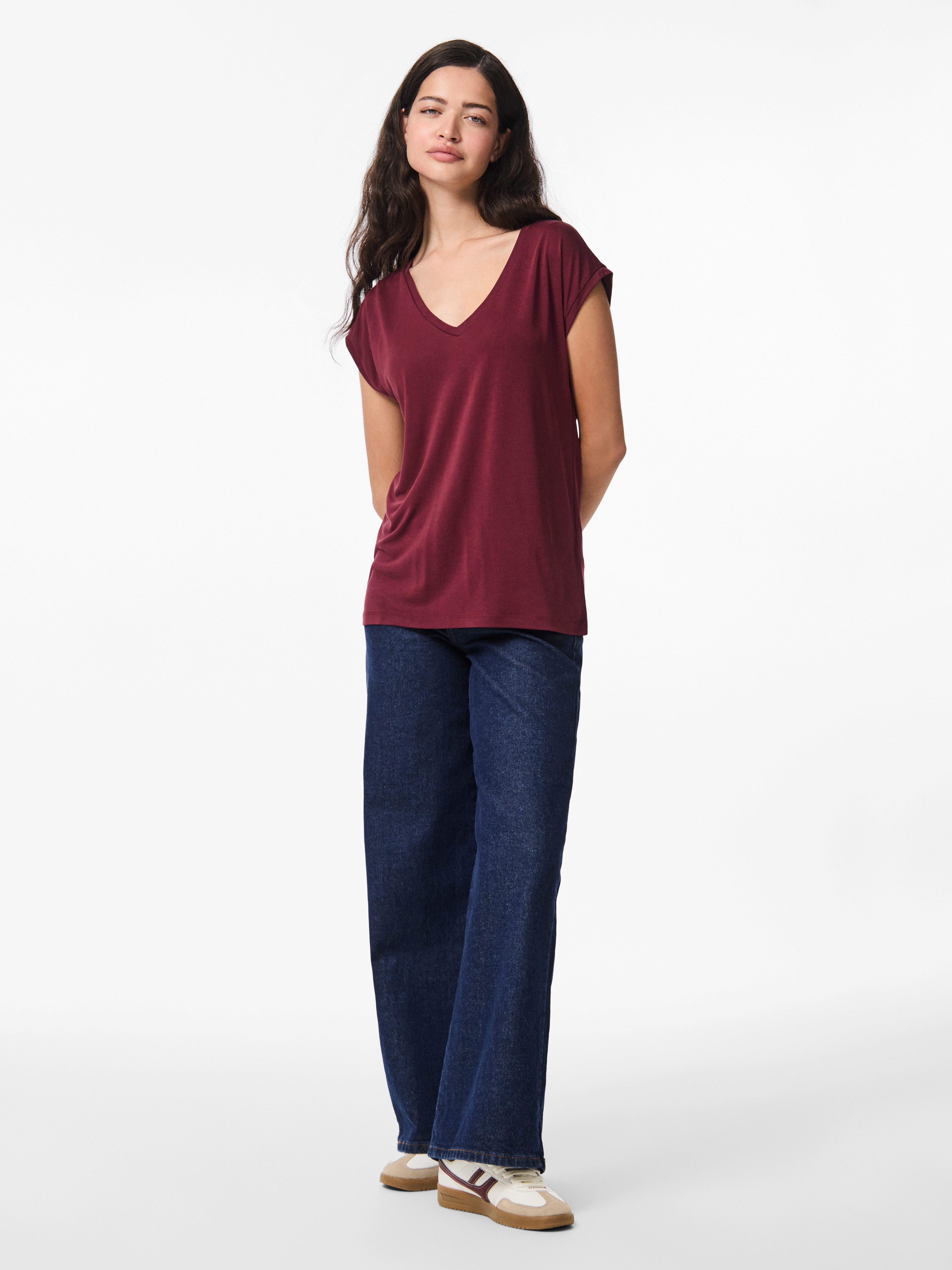 pieces Kurzarmshirt PCKAMALA TEE NOOS BC Materialmix, regular fit