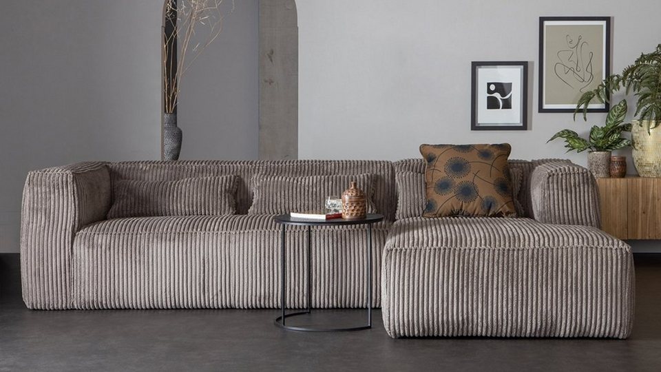 WOOOD Ecksofa Longchair-Sofa Bean Rechts - Ribcord Terrazzo, Freistellbar