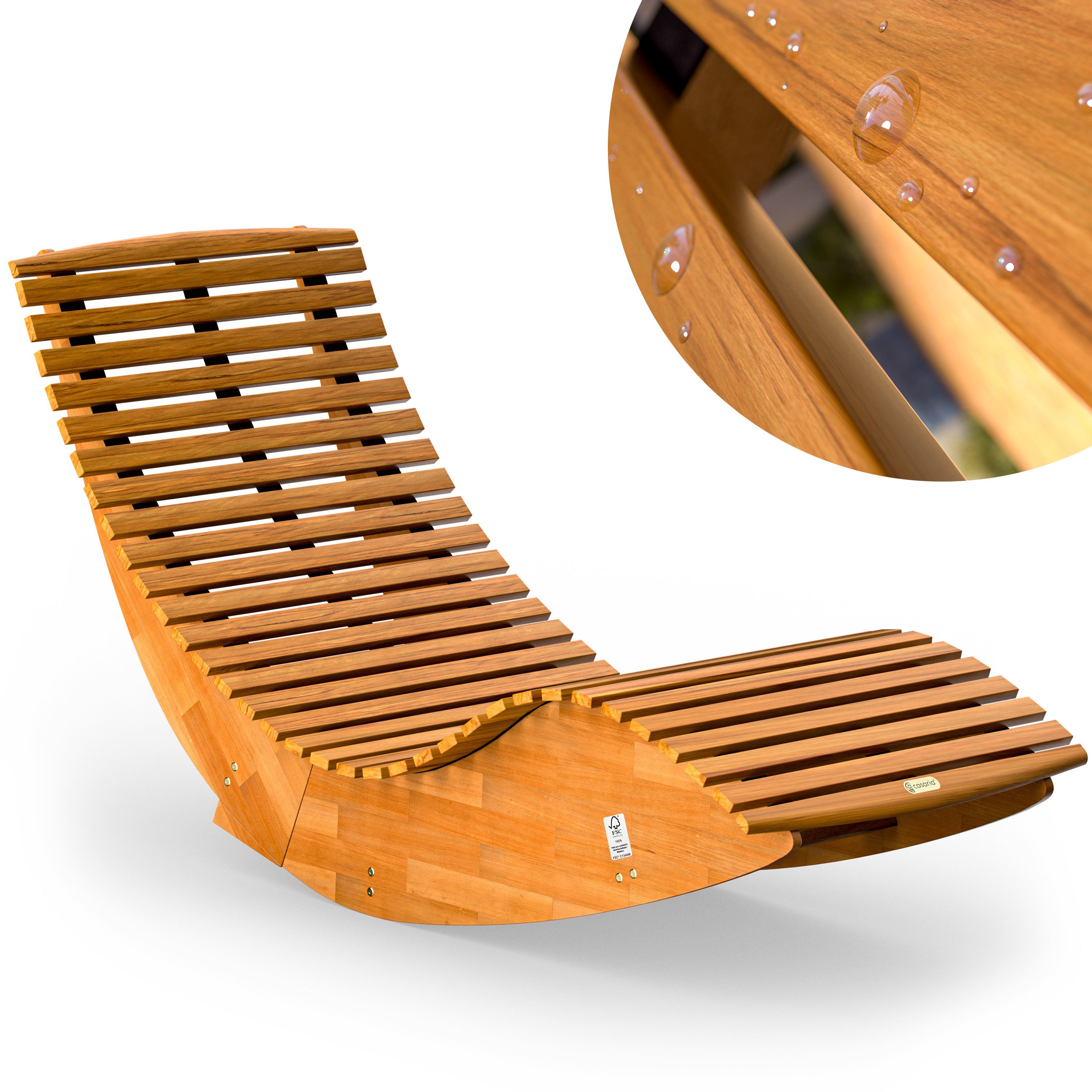 Casaria Gartenliege, 1 St., Klappbar Wetterfest Holz 160kg Belastbarkeit Akazie Garten Liege