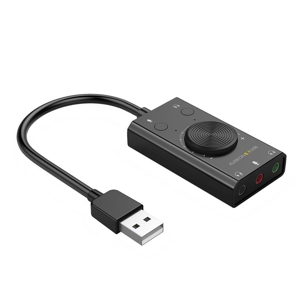 Terratec AUREON 5.1 USB USB-Soundkarte, Externe Soundkarte, Ersatzsoundkarte, Lautstärkeregler, Plug & Play