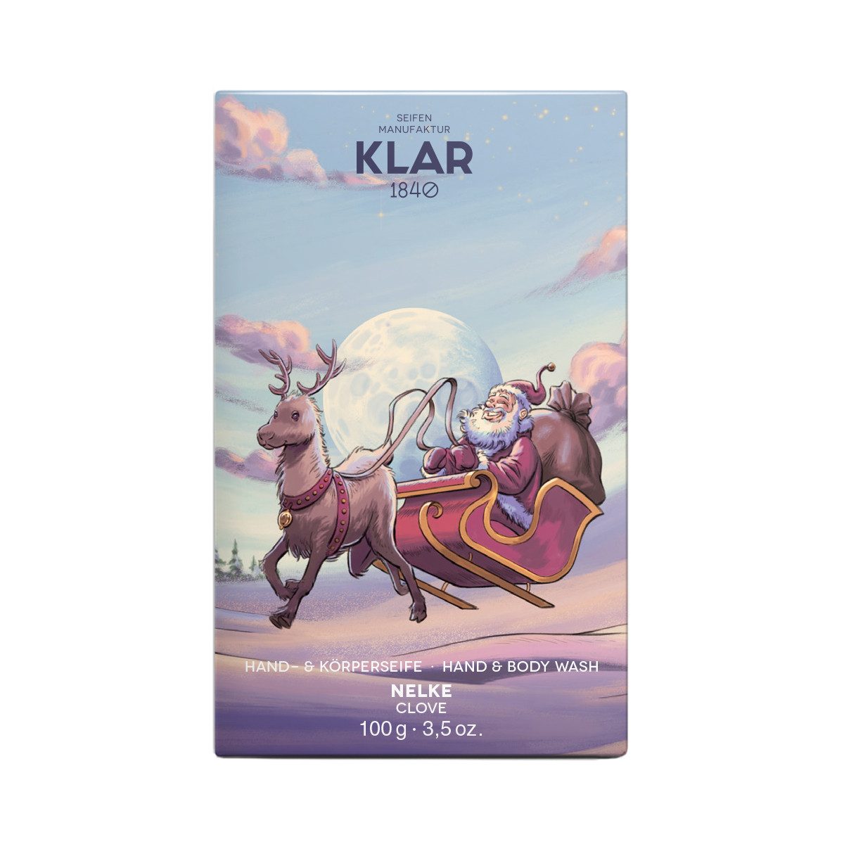 KLAR Seifenmanufaktor Handseife Klar Seifen Weihnachtsedition Nelke 100g, Cosmos zertifiziert