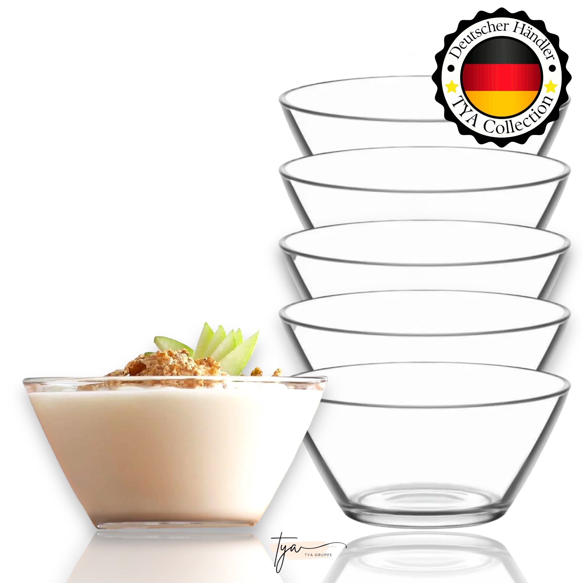 LAV Dessertschale Vorspeise 6er Schalen Dessertschale Glasschale Schüssel aus Glas 345cc, Glas, (6-tlg)