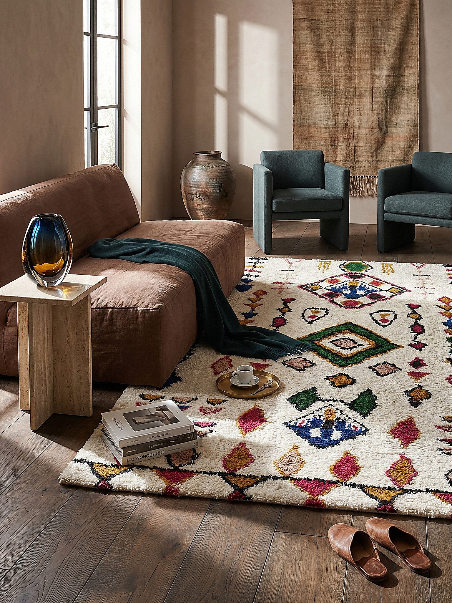 KADIMA DESIGN Wollteppich BRUE Teppich Wolle Berber Naturfaser weich edel 120x170 Multicolor, Rechteckig, Höhe: 29 mm, 25 mm Hochflor, fußbodenheizungsgeeignet, hochwertig, 3500 g/m²