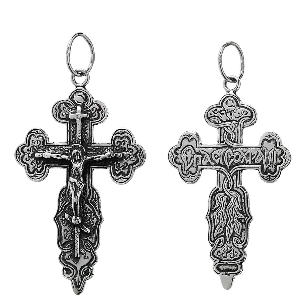 NKlaus Kreuzanhänger 925er Sterlingsilber Kreuz Orthodoxe Kruzifix Anhä