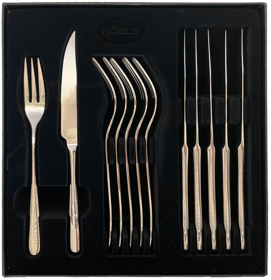 RÖSLE Steakbesteck Passion (12-tlg), 6 Personen, Edelstahl 18/10, Klingenstahl, spülmaschinengeeignet