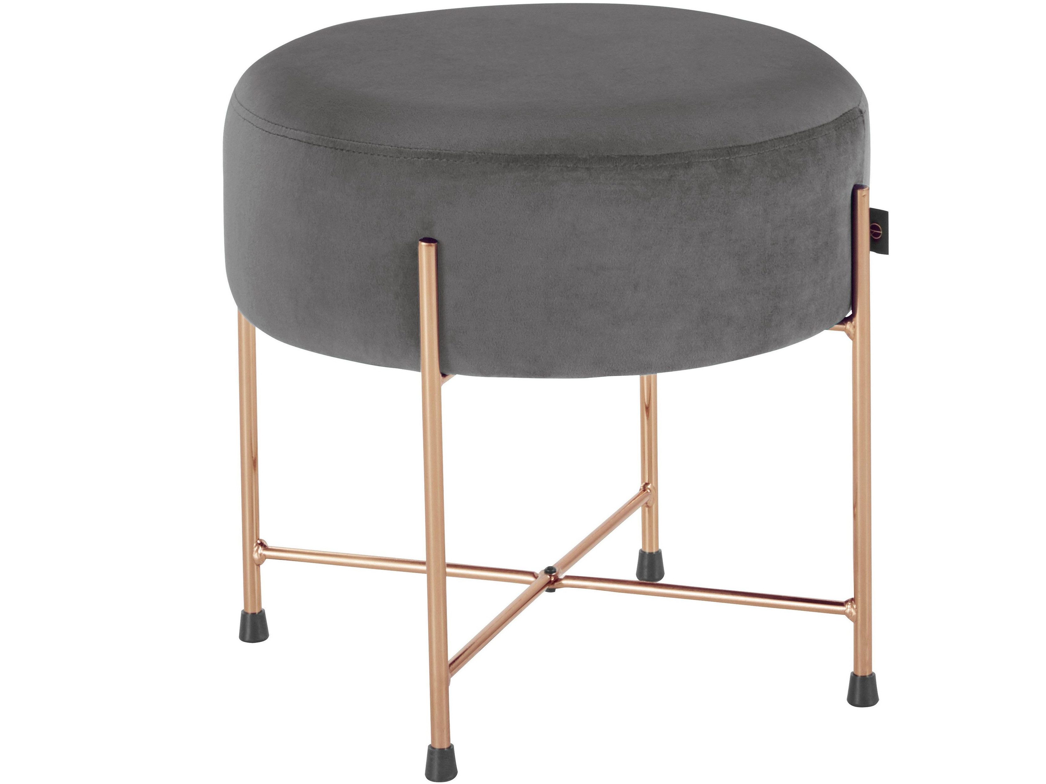 loft24 Polsterhocker Gemma (1 St), runder Hocker, Samtbezug, Metallgestell in goldfarben