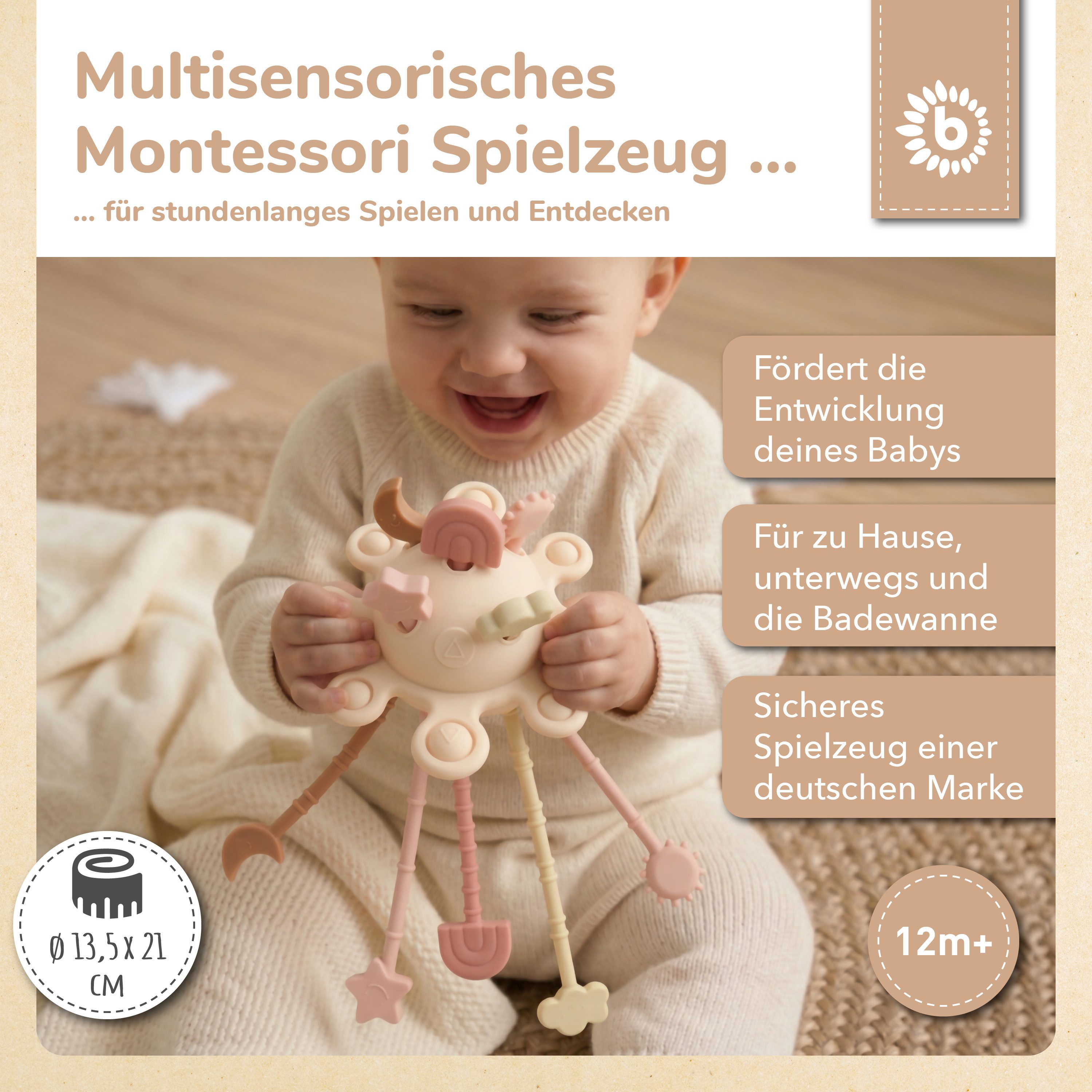 BIECO Stapelspielzeug Bieco Silikon Activity Montessori Spielzeug Baby