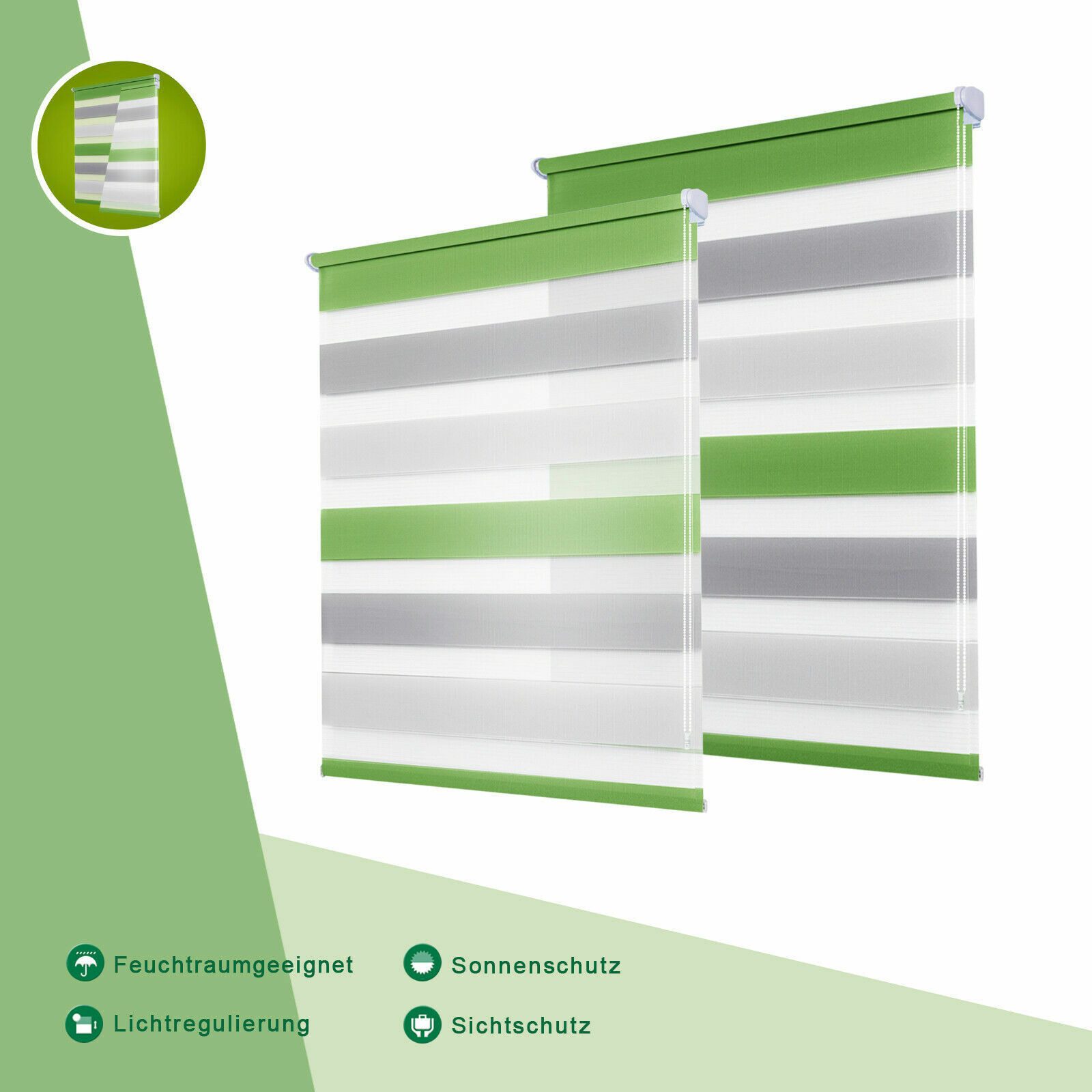 Doppelrollo Fensterrollos Ohne Bohren, Vkele, 130cm/160cm, klemmfix,klemmträger, Sonnenschutz, Lichtdurchlässig und Verdunkelnd. – Bild 2 von 5