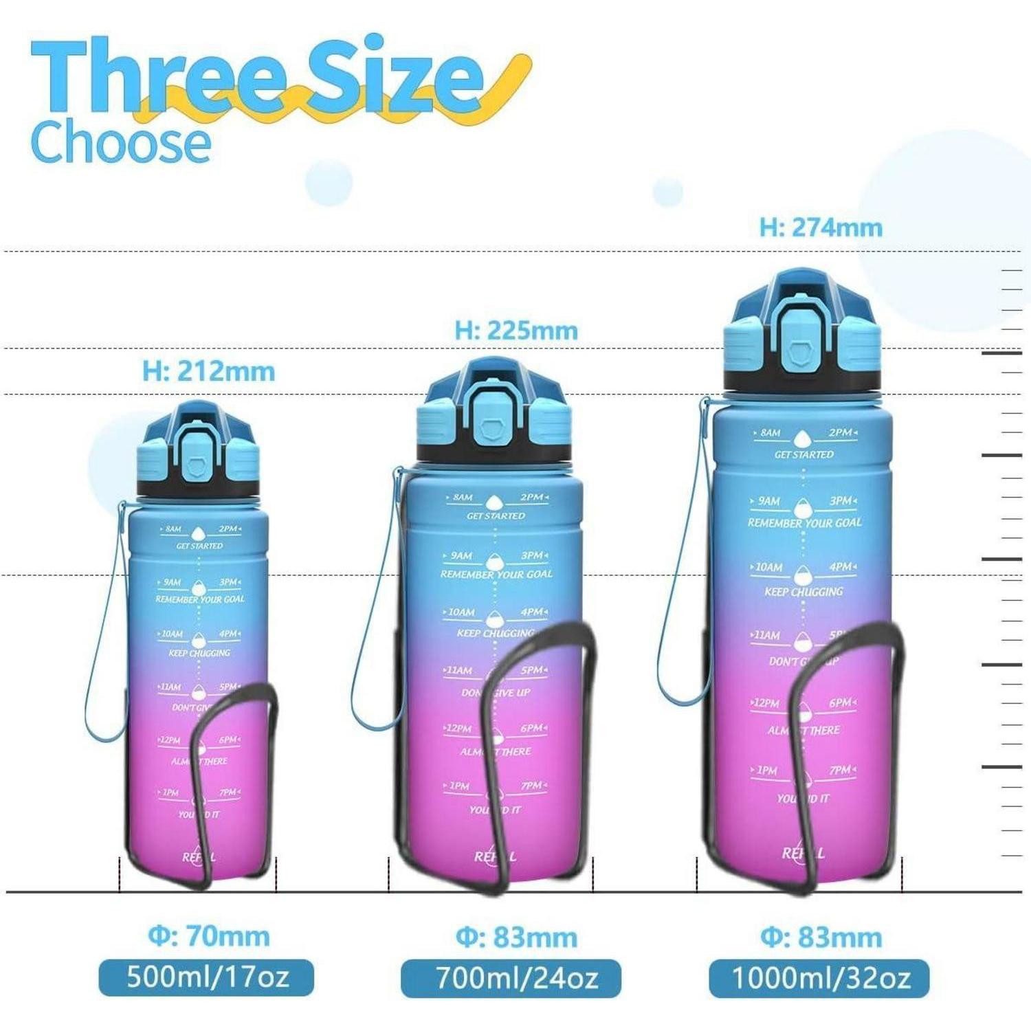 LuxusKollektion Trinkflasche Sport Trinkflasche 2l Auslaufsicher BPA-frei Tritan Kinder Motivierend