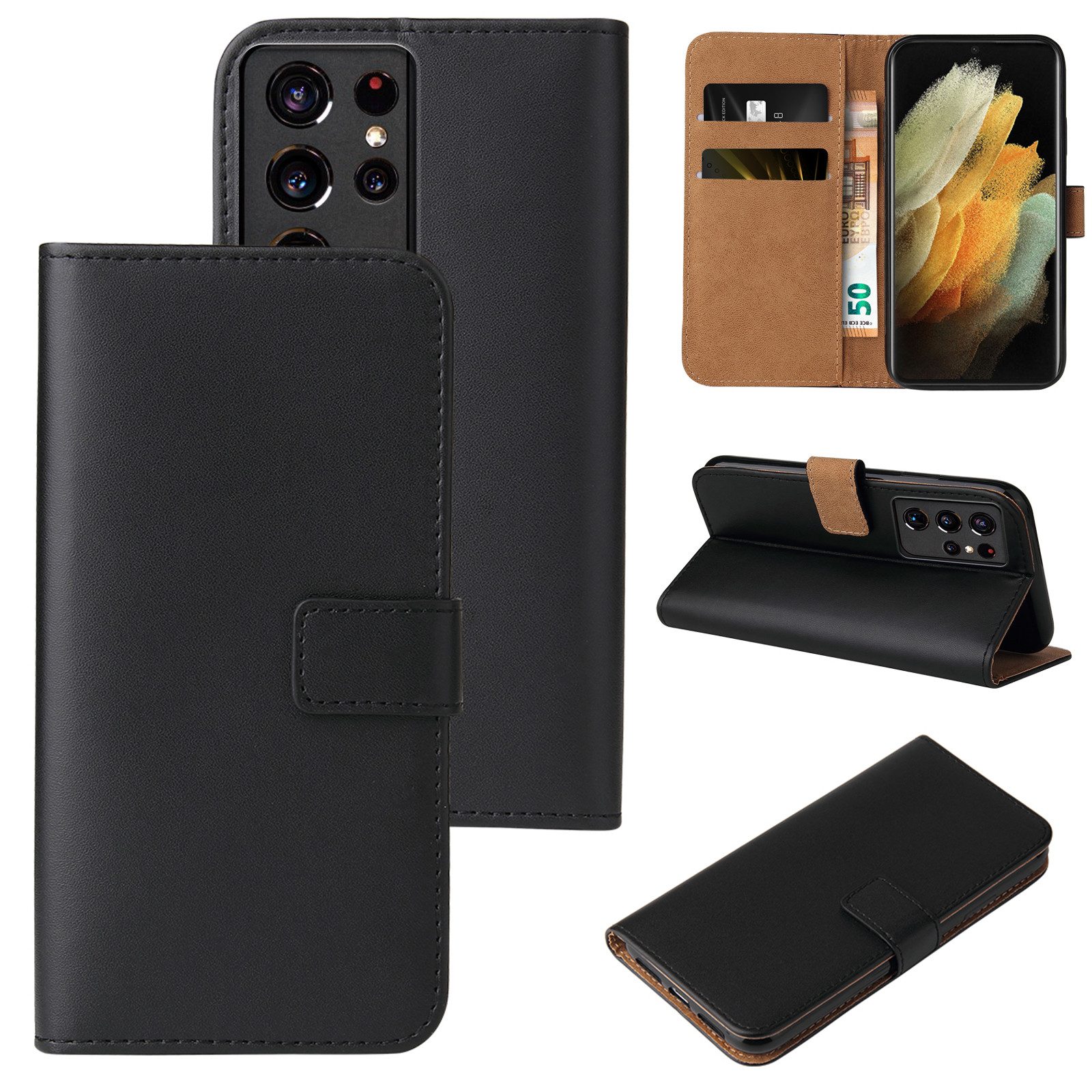 Tec-Expert Handyhülle Klapp Hülle für Samsung Galaxy S21 Ultra 6.8 Zoll, 6.8, Flip Case für Samsung Galaxy S21 Ultra