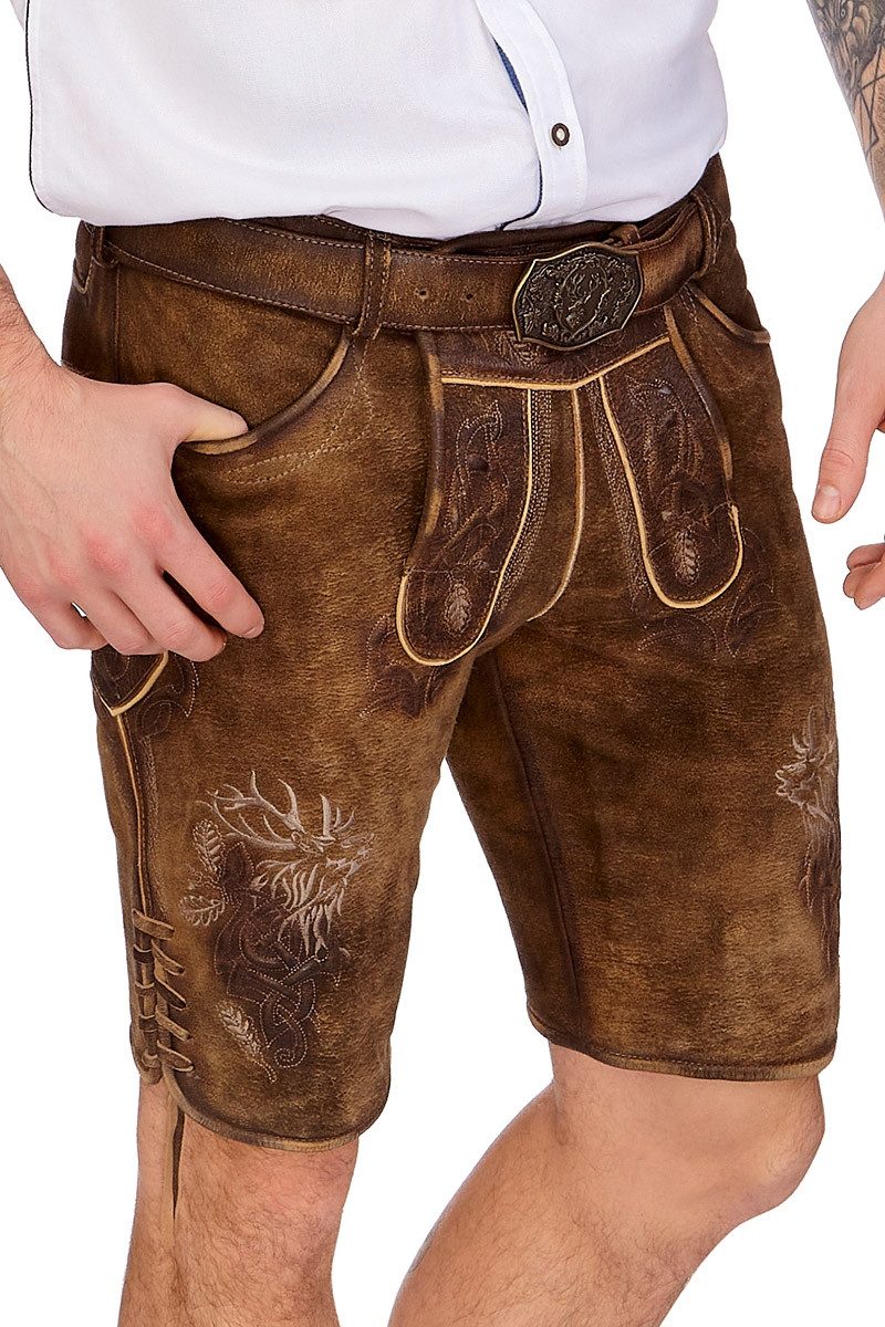 Trachtenlederhose Lederhose Herren kurz - MARC - taiga