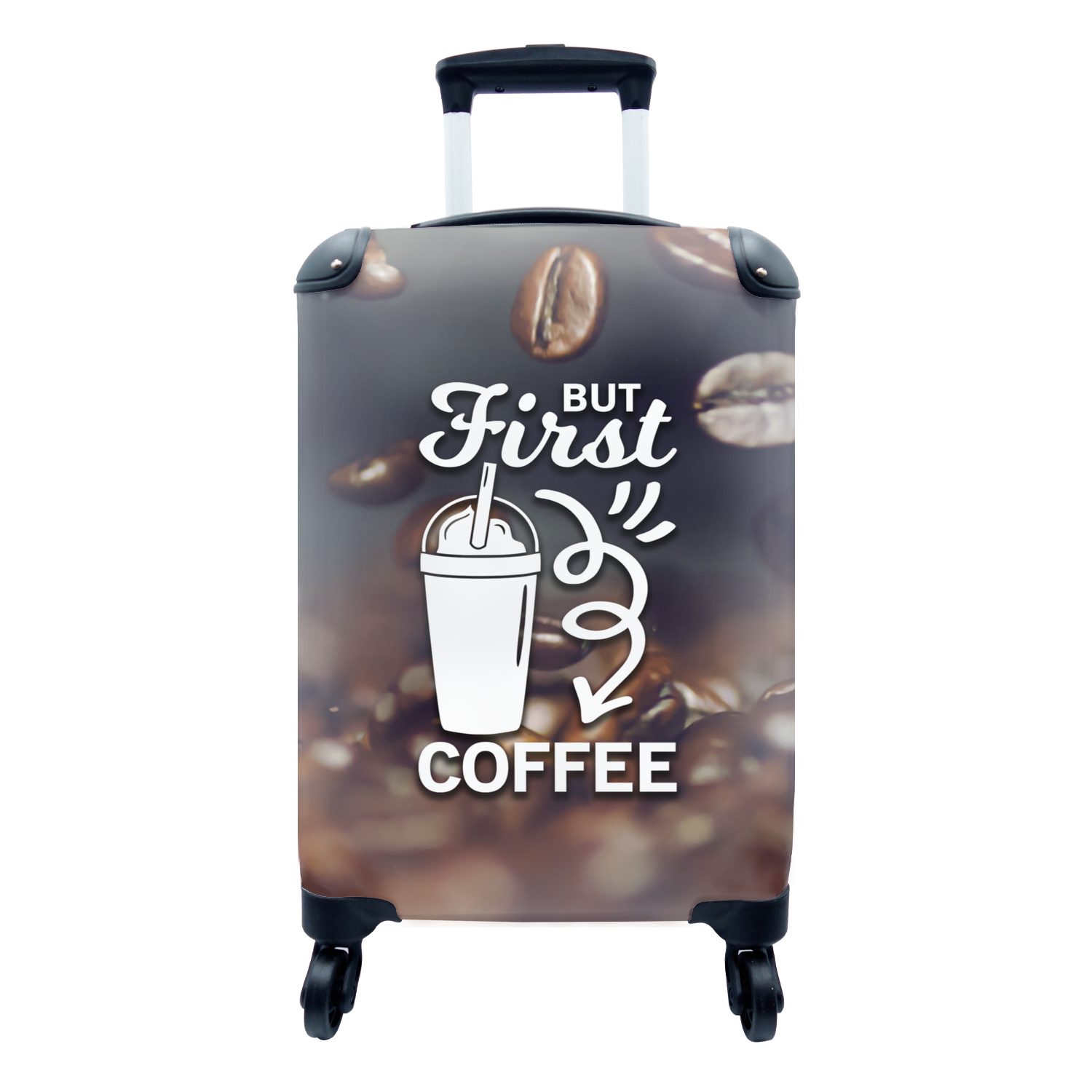 MuchoWow Handgepäckkoffer Zitate - Sprichwörter - Kaffee - Aber erst der Kaffee, 4 Rollen, Reisetasche mit rollen, Handgepäck für Ferien, Trolley, Reisekoffer
