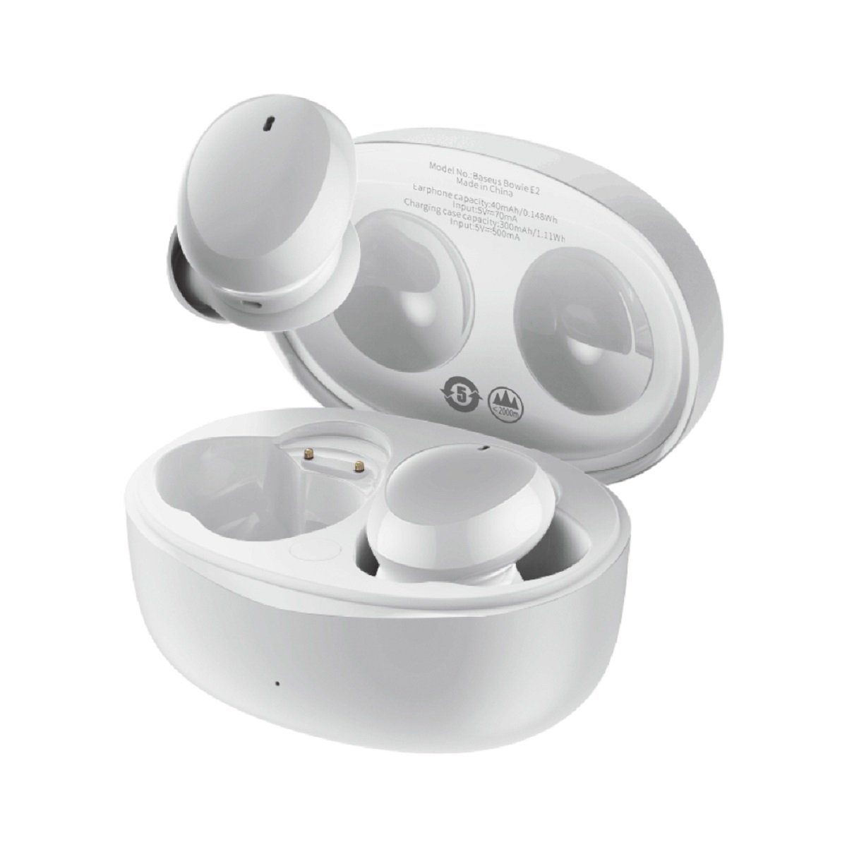 Wasserdicht: E2 Baseus Bluetooth (Bluetooth, zertifiziert) IP55 Bluetooth, Bluetooth-Kopfhörer TWS Bowie Touch Wasserdicht Kopfhörer Baseus IP55 Wireless Weiß 5.2 Control,
