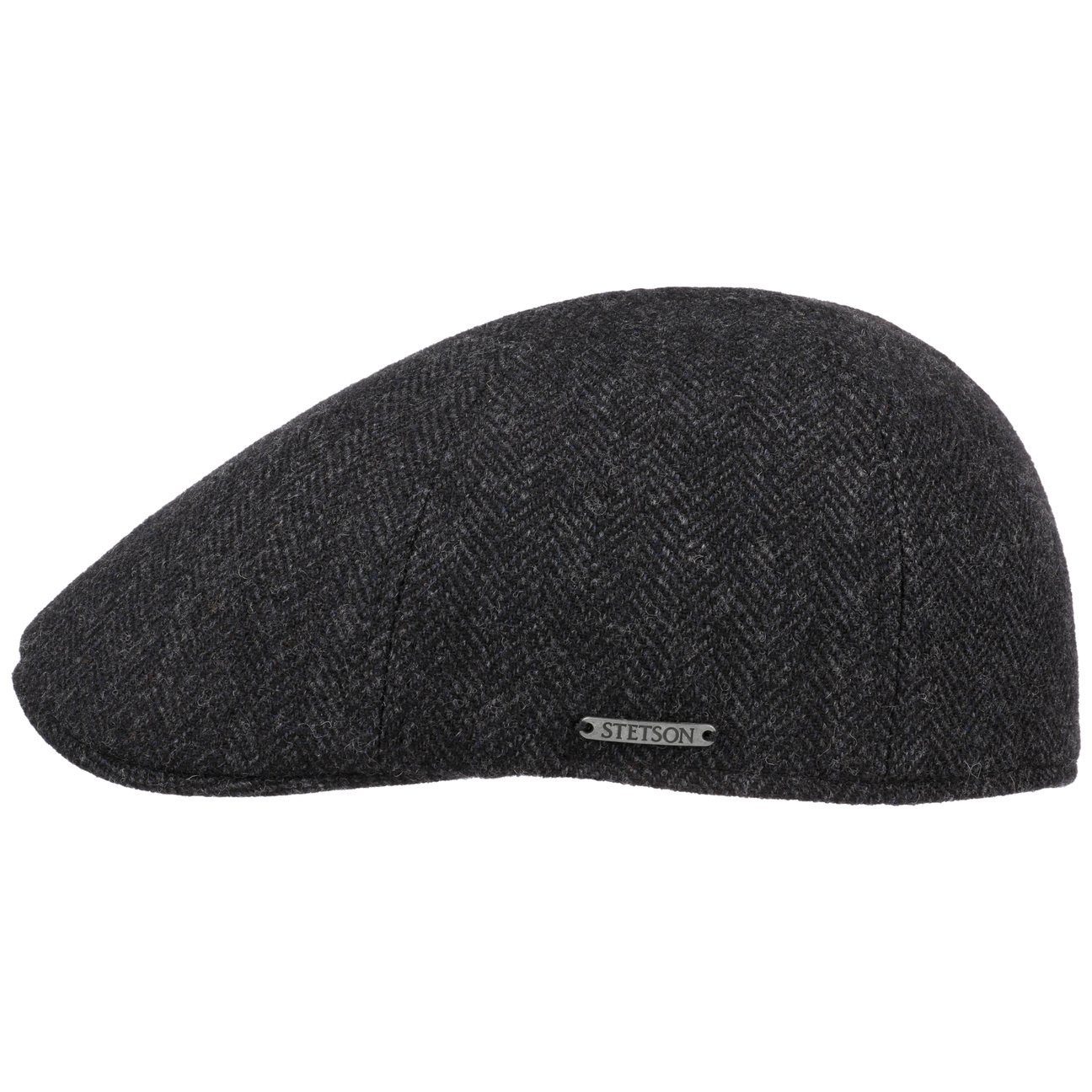 (1-St) Schirm Stetson Flat schwarz-grau Flatcap mit Cap