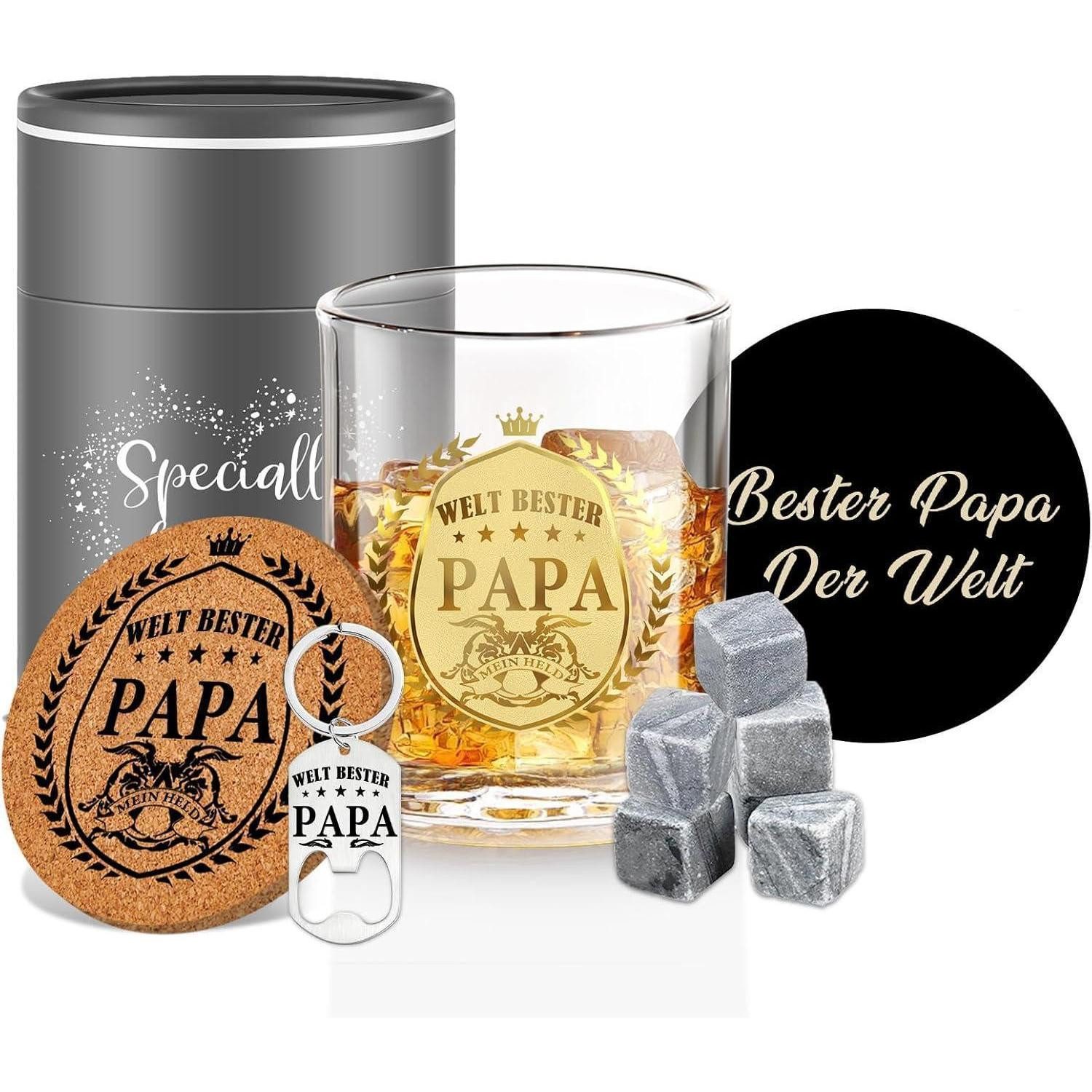 LuxusKollektion Whiskyglas Whiskygläser Geschenkset Personalisiert Papa Vater Papa Whisky Gläser