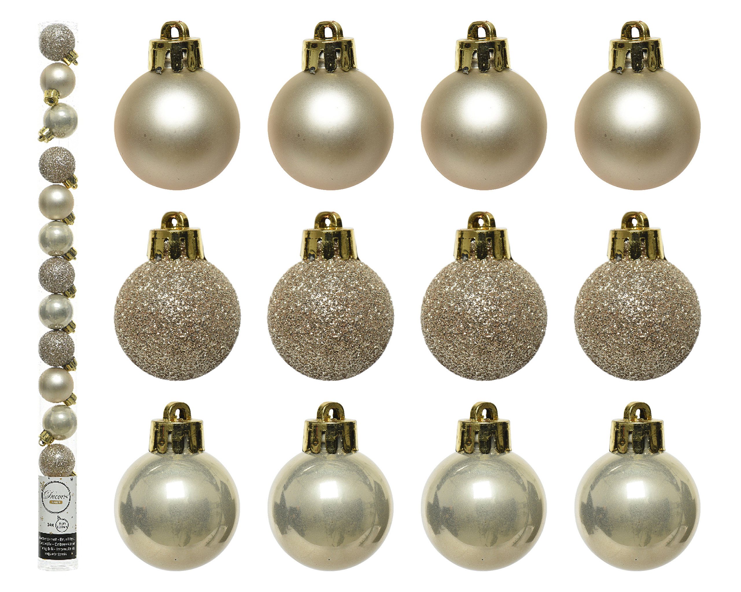 Kaemingk Weihnachtsbaumkugel, Weihnachtskugeln Kunststoff 3cm 14er Set - Perle