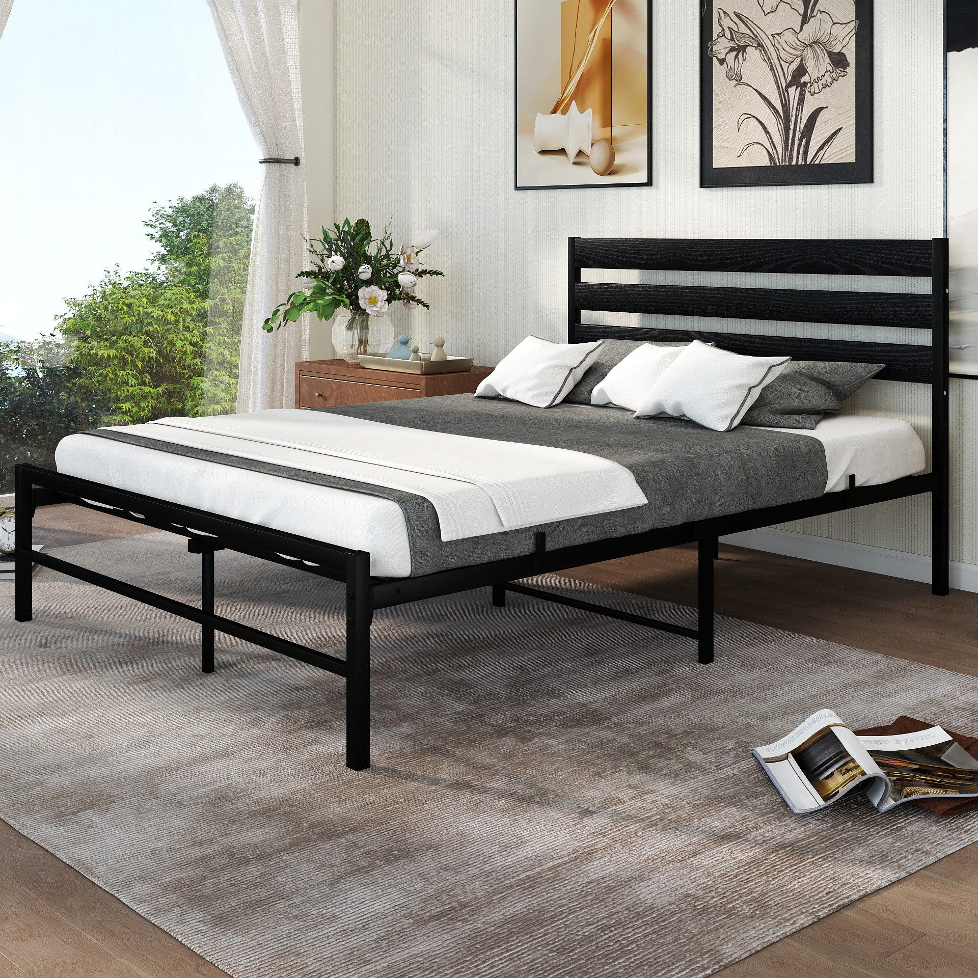 REDOM Metallbett Modernes Design, Metallbett mit komfortablem Kopfteil (sta günstig online kaufen