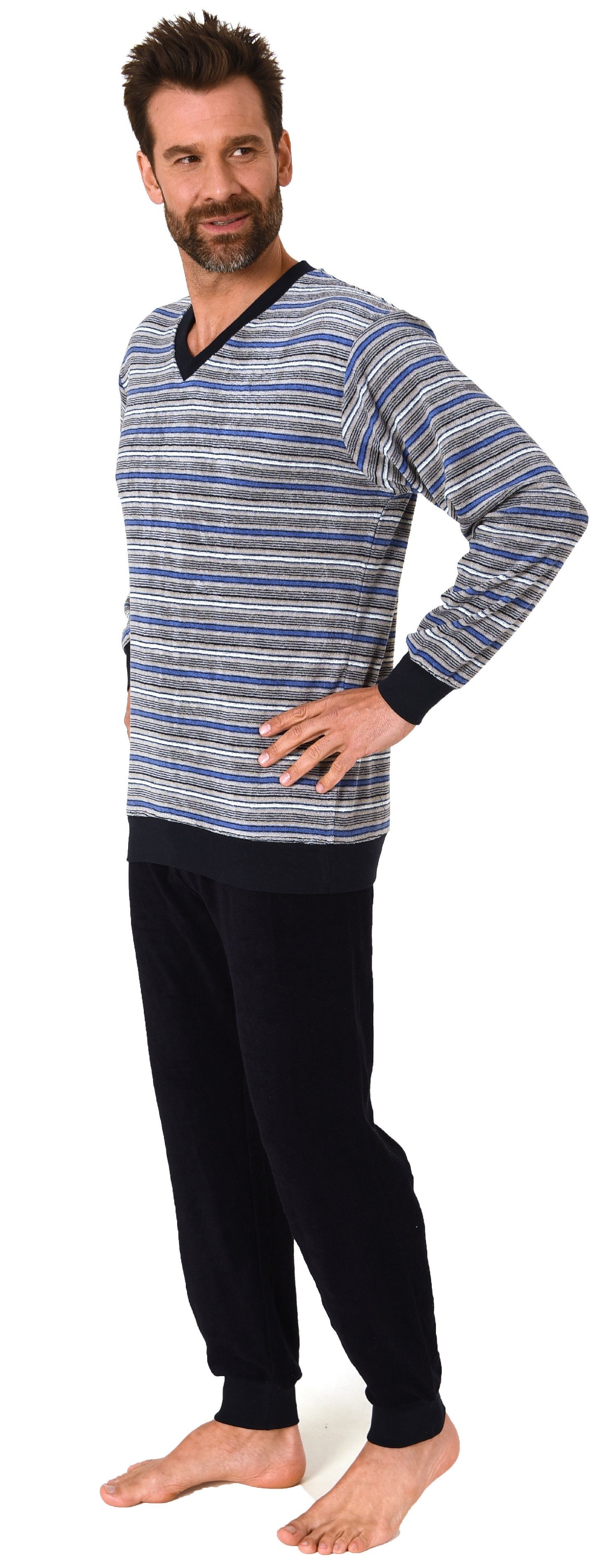 RELAX by Normann Pyjama Herren Frottee Schlafanzug, Pyjama mit Bündchen in günstig online kaufen