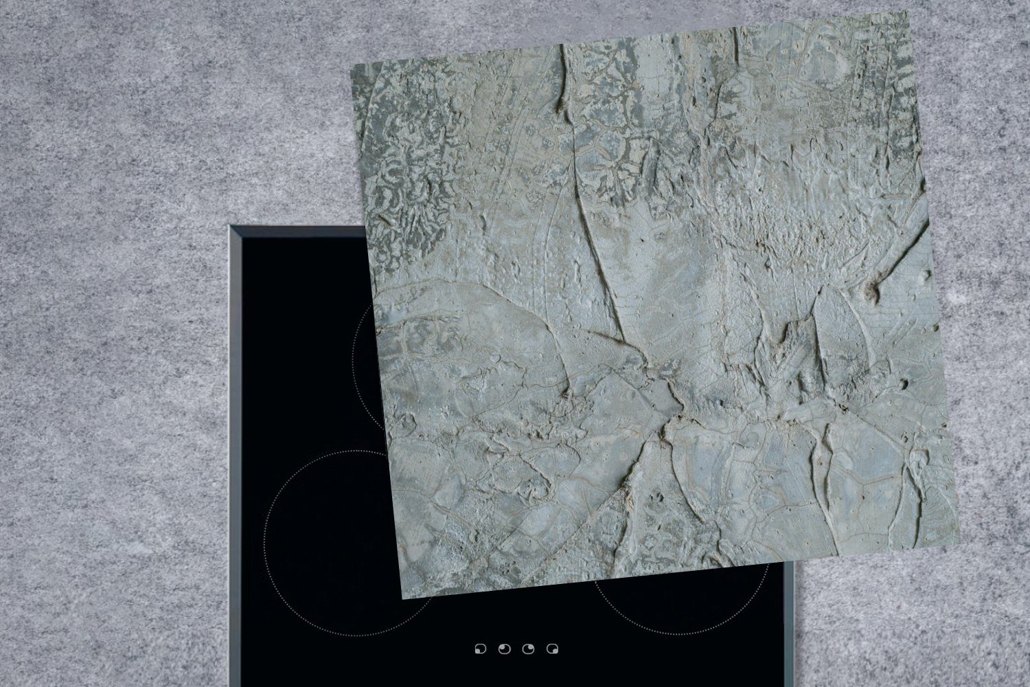 Hell Grau, Arbeitsplatte Vinyl, Ceranfeldabdeckung, - - MuchoWow für tlg), Herdblende-/Abdeckplatte (1 cm, 78x78 küche Blau