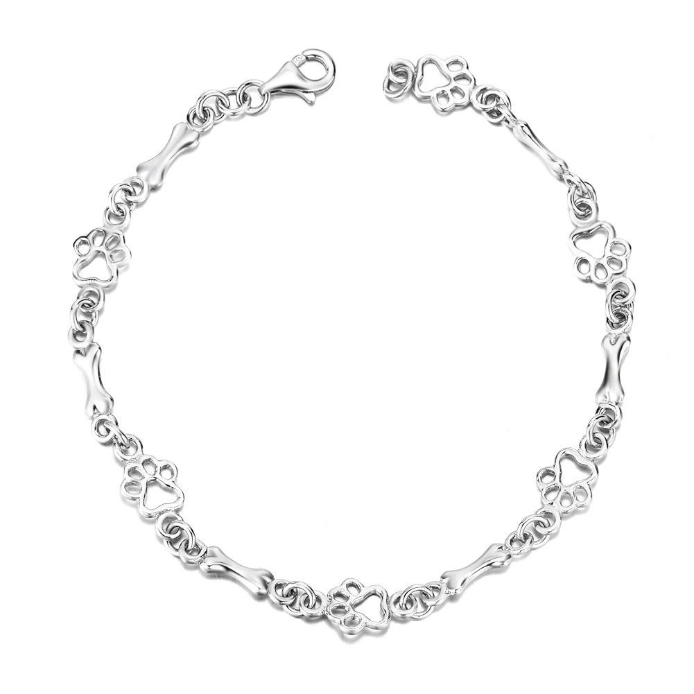 Schmuck-Elfe Silberarmband Tierfreunde Pfote & Knochen, 925 Silber