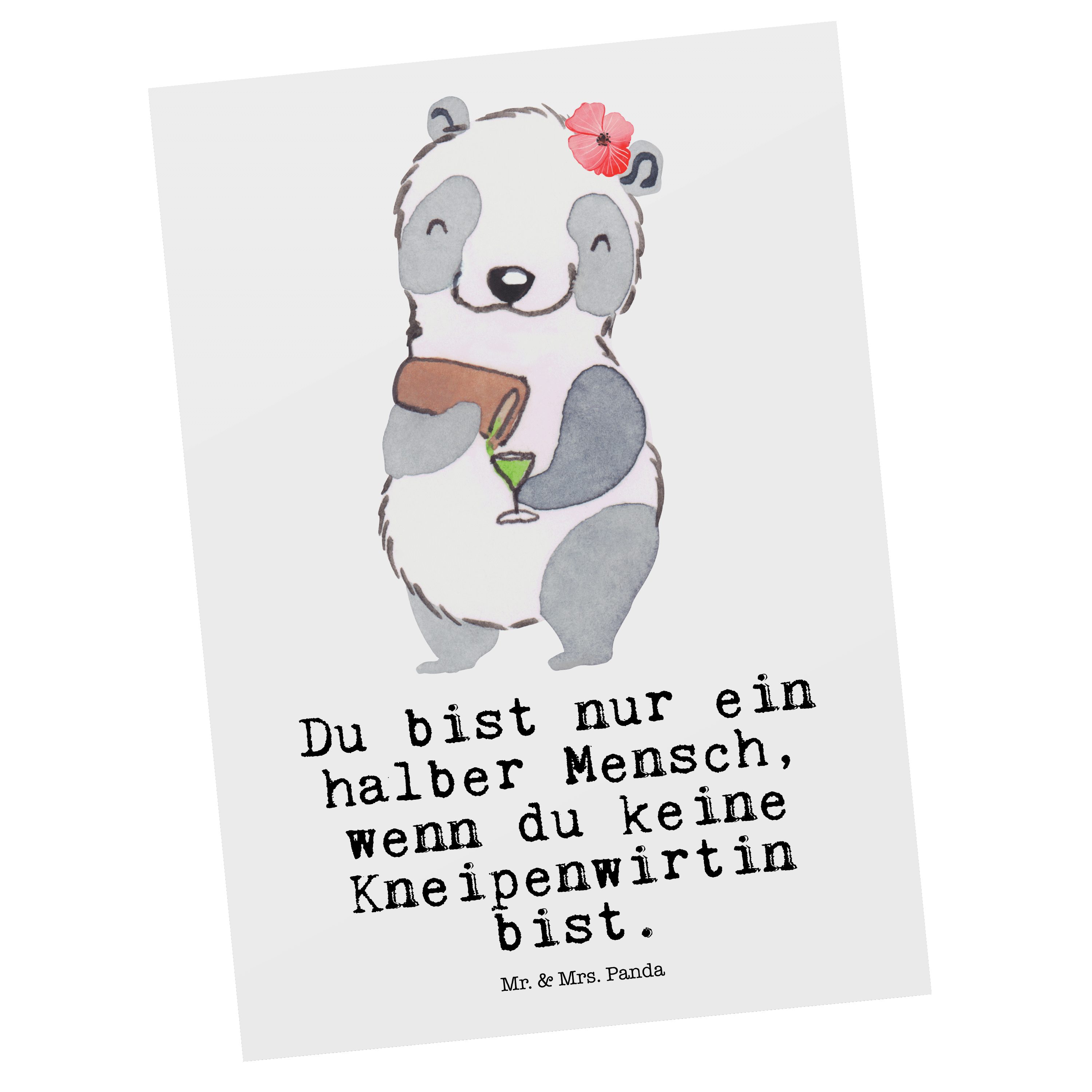 Mr. & Mrs. Panda Postkarte Kneipenwirtin mit Herz - Weiß - Geschenk, Eröffnung, cheers, Gastwirt