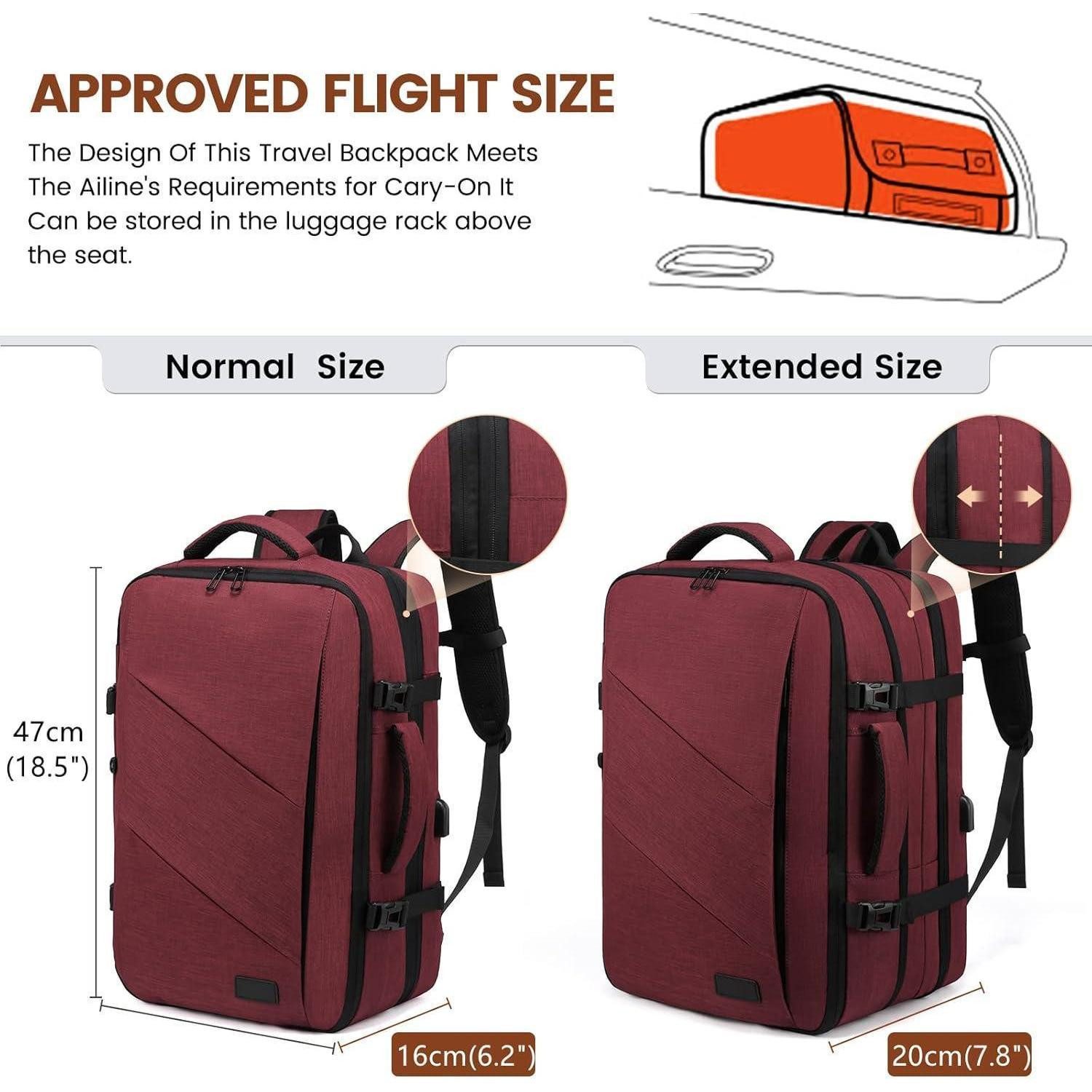 LuxusKollektion Kofferrucksack Rucksack Handgepäck Flugzeug Damen Herren 15,6 Zoll Vintage Rotwein