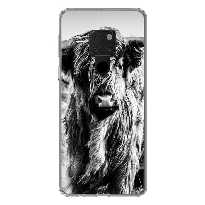MuchoWow Handyhülle Schottischer Highlander - Natur - Kuh - Schwarz - Weiß Phone Case Handyhülle Huawei Mate 20 Silikon Schutzhülle