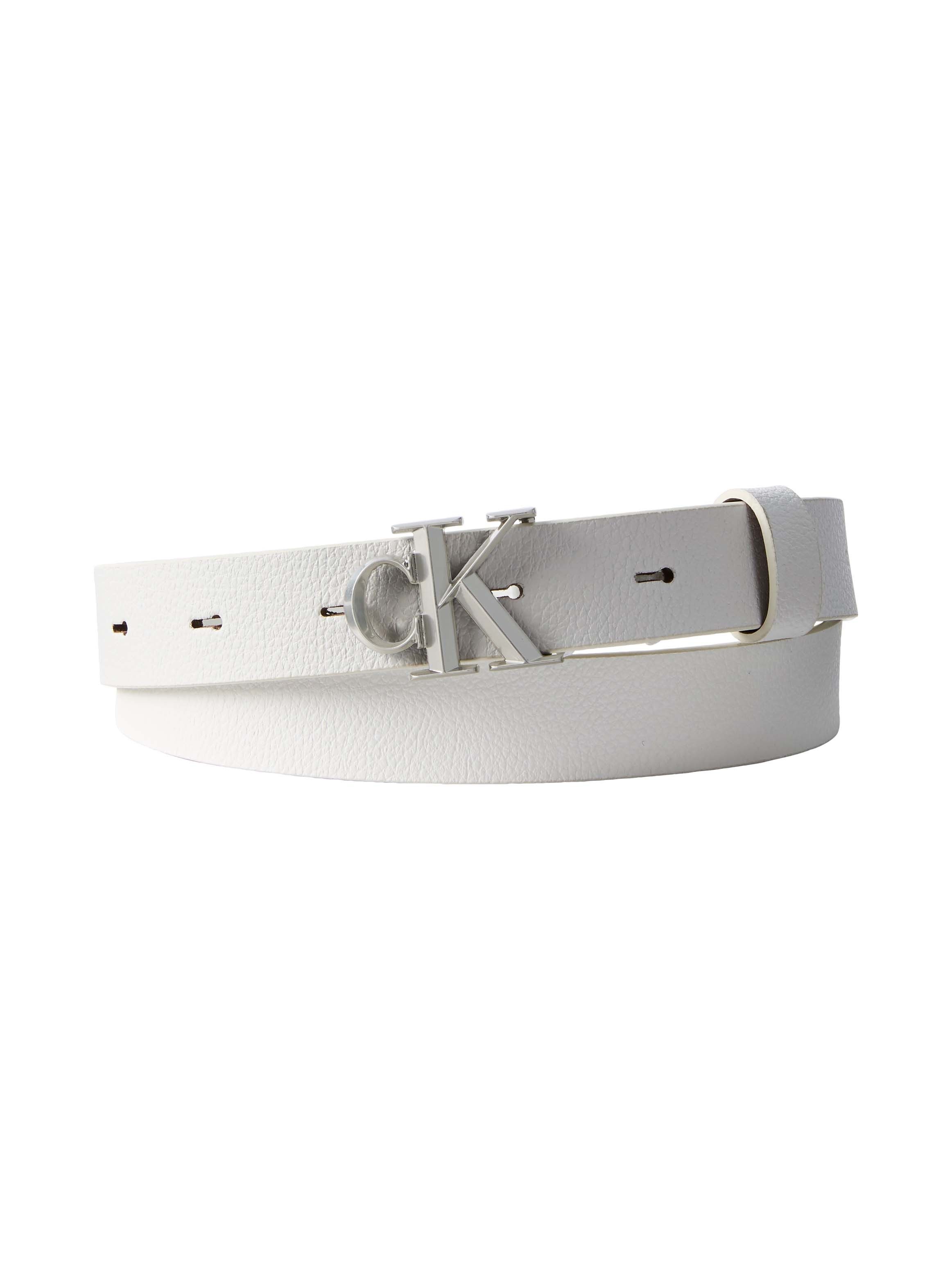Calvin Klein Ledergürtel FACTED CK BUCKLE 25MM PEBBLE Größenverstellbar mit Metallschließe