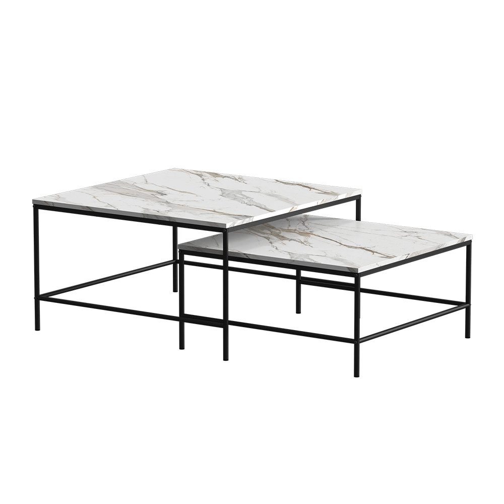 Vicco Couchtisch Ramio, Weiß/Schwarz, 80 x 80 cm 2 Teile günstig online kaufen