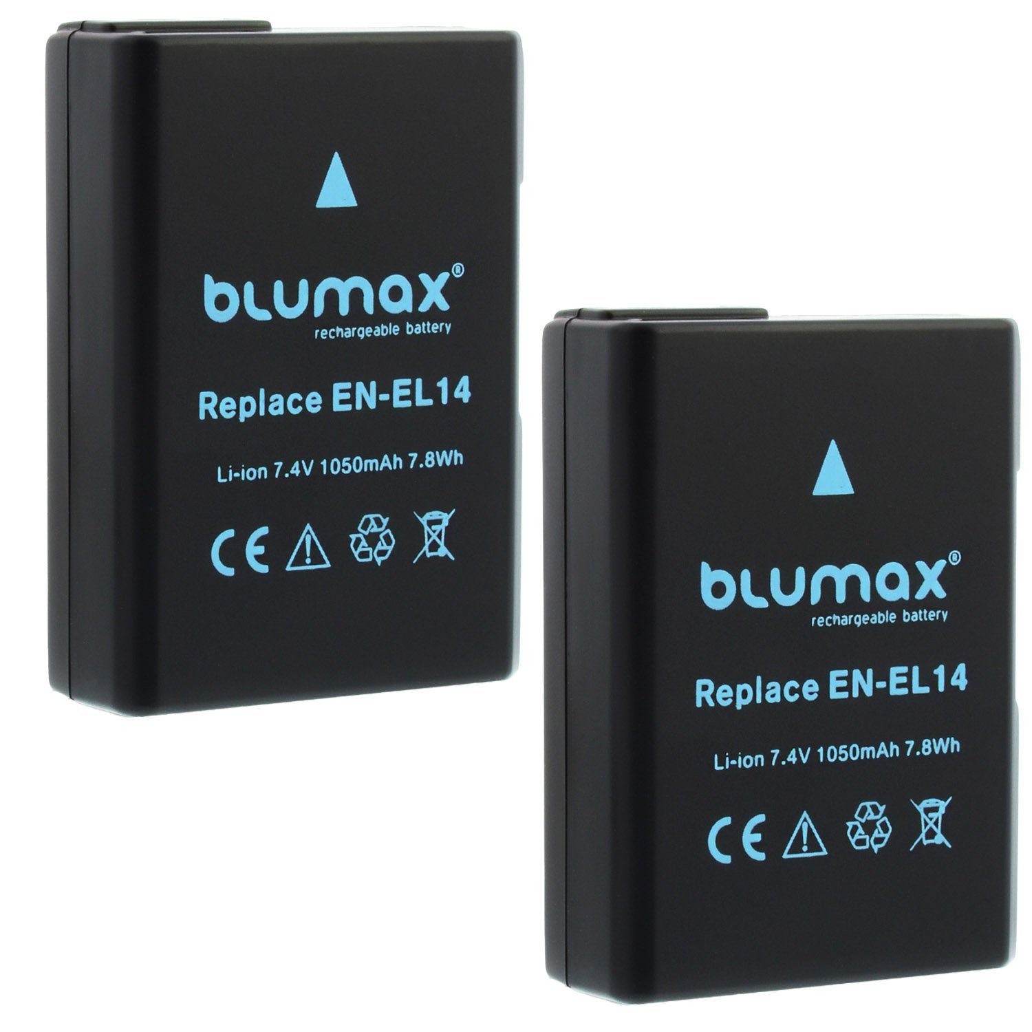 Blumax 2x EN-EL14 D3300 D5300 D5500 D5600 P7800 1050 mAh Kamera-Akku