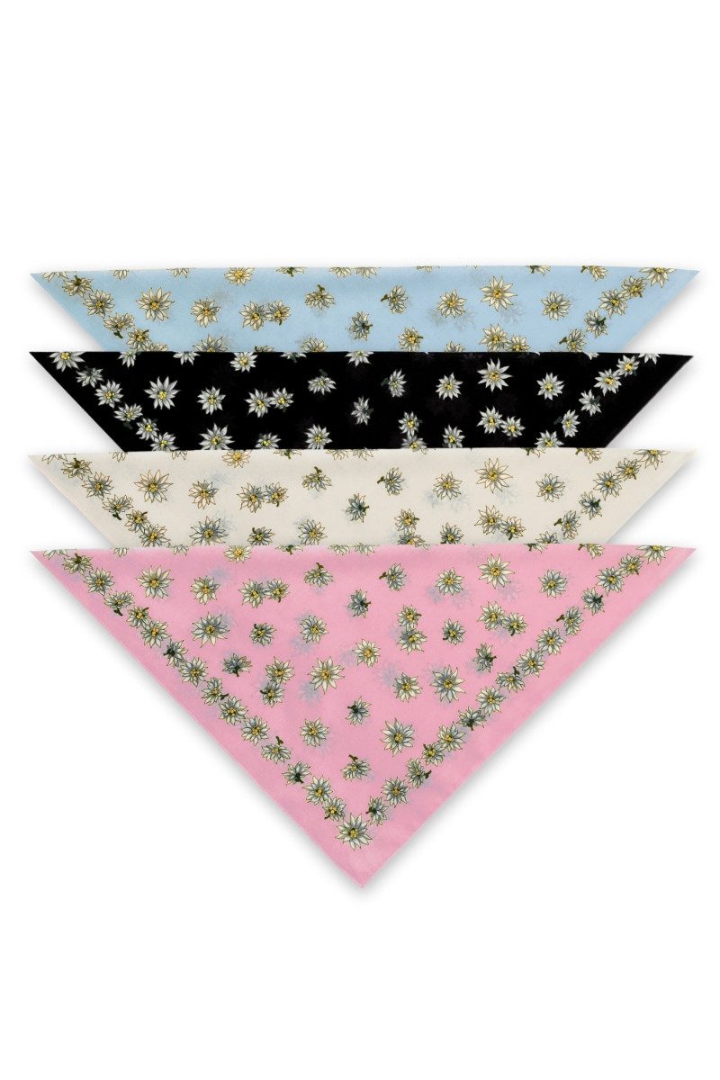 Luise Steiner Halstuch Trachtentuch - ALPENBLUME - eisblau, natur, rosa, sc günstig online kaufen
