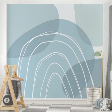 Bilderdepot24 Kindertapete Kreisformen Regenbogen Kinder Muster blau moderne Wanddeko XXL, Glatt, Matt, (Inklusive Gratis-Kleister oder selbstklebend), Mädchenzimmer Jungenzimmer Babyzimmer Bildtapete Fototapete Wandtapete