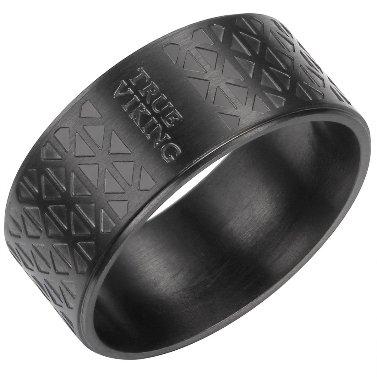 True Rebels Fingerring Bandring aus Edelstahl, in schwarz, für Männer