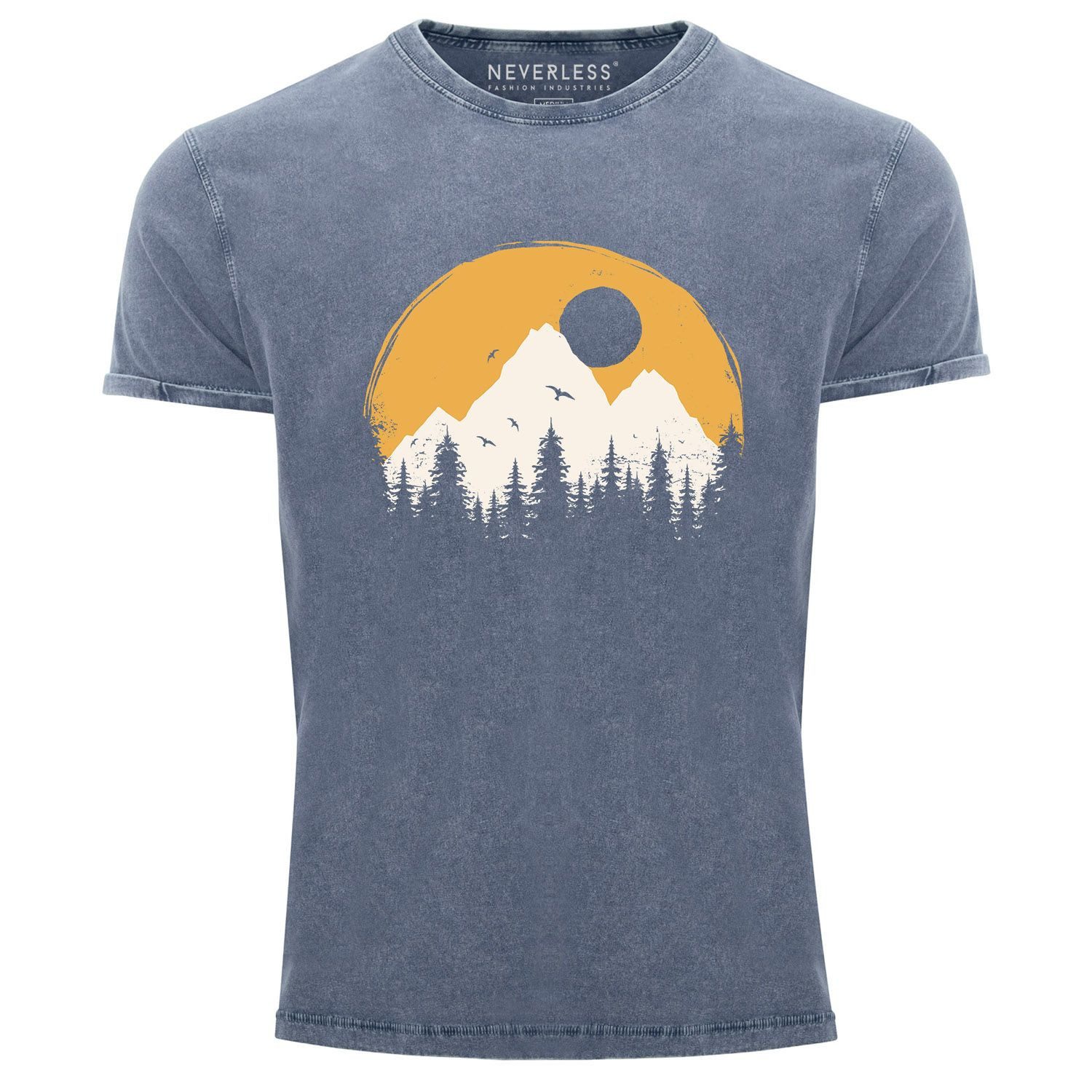 Neverless Print-Shirt Herren Vintage Shirt Print günstig online kaufen
