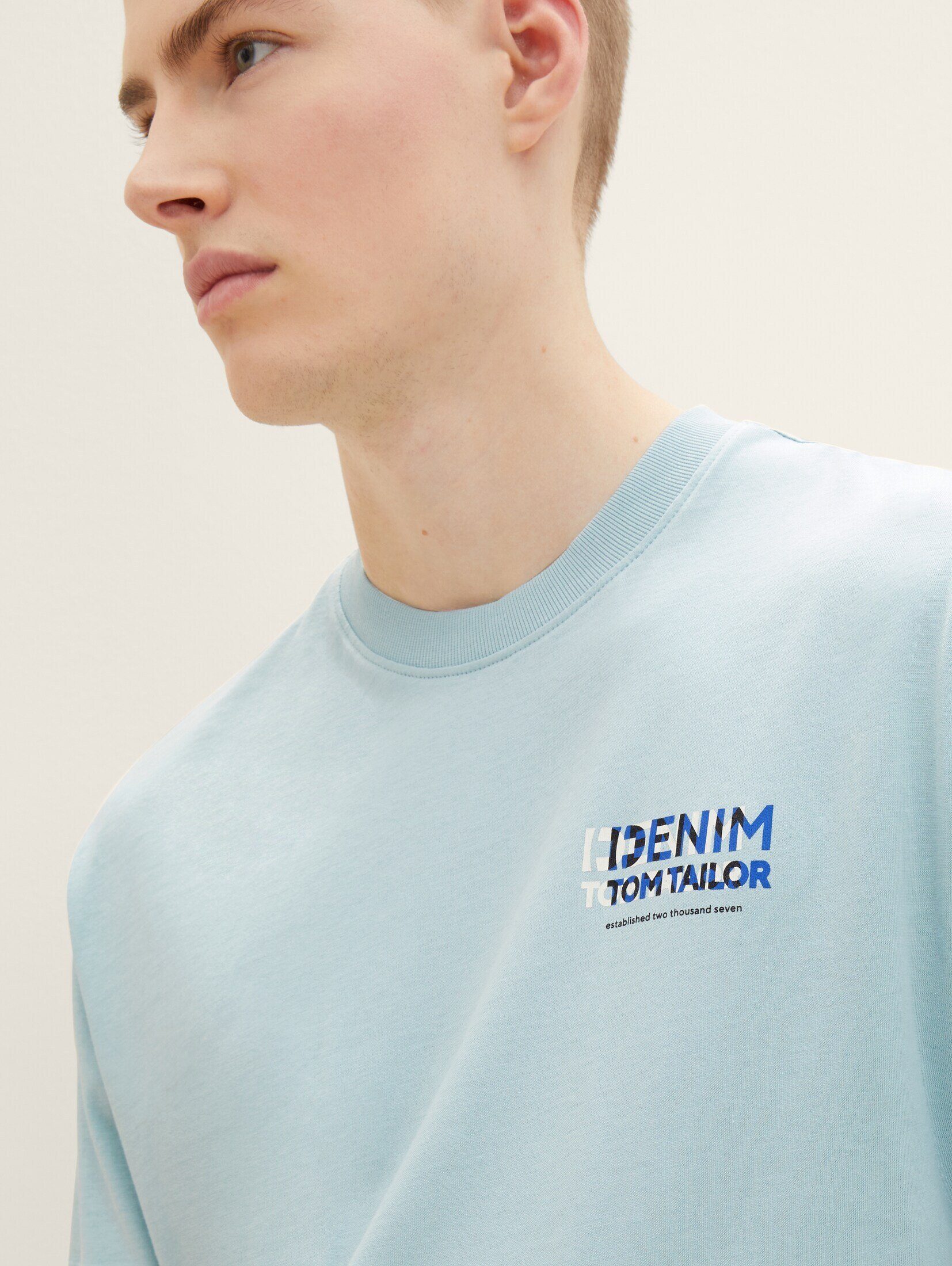 T-Shirt mit dusty TAILOR blue TOM mint Bio-Baumwolle T-Shirt Denim