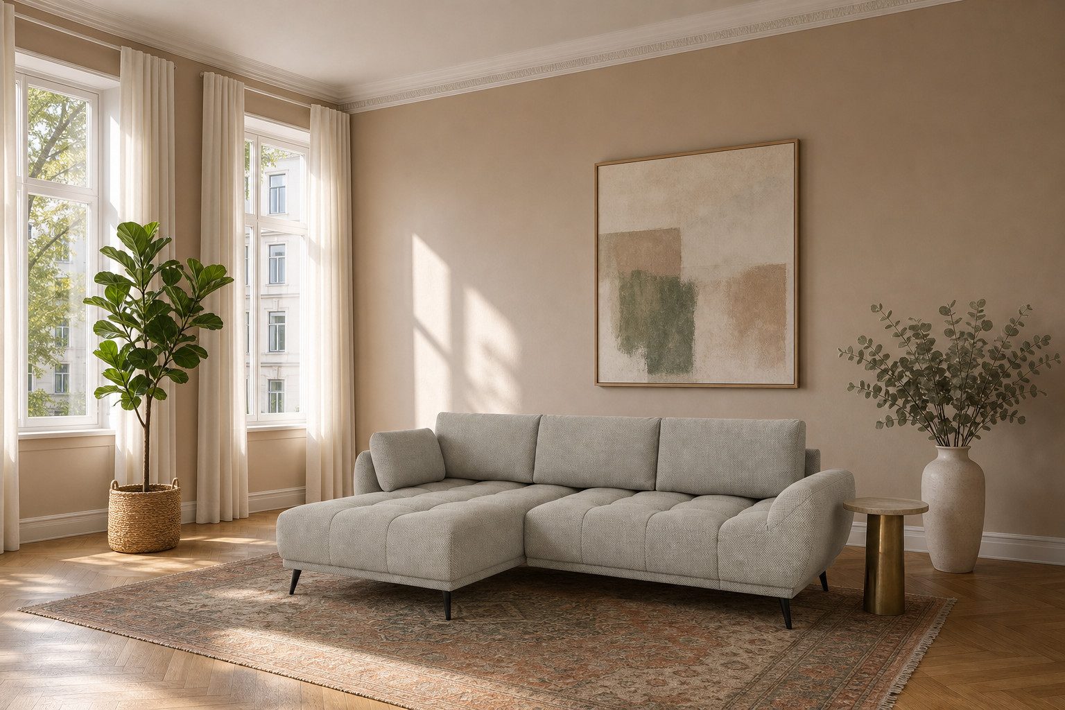 foamnova Ecksofa Ferrara, mit Recamiere, Maße B 270 × T 169 × H 68 cm, Ecksofa mit Nosag-Federung, abgesteppte Polster