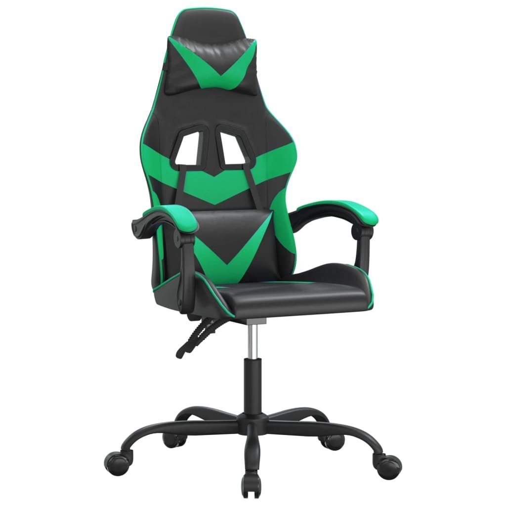 furnicato Gaming-Stuhl Schwarz Grün 57,5x59,5x(121-131) cm mit Kunstleder (1 St), Ergonomischer Spielstuhl mit Liegefunktion und verstellbarer Höhe