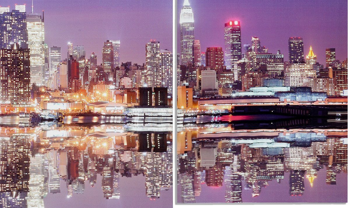 Levandeo® Leinwandbild, Wandbild 4 teilig Manhattan günstig online kaufen