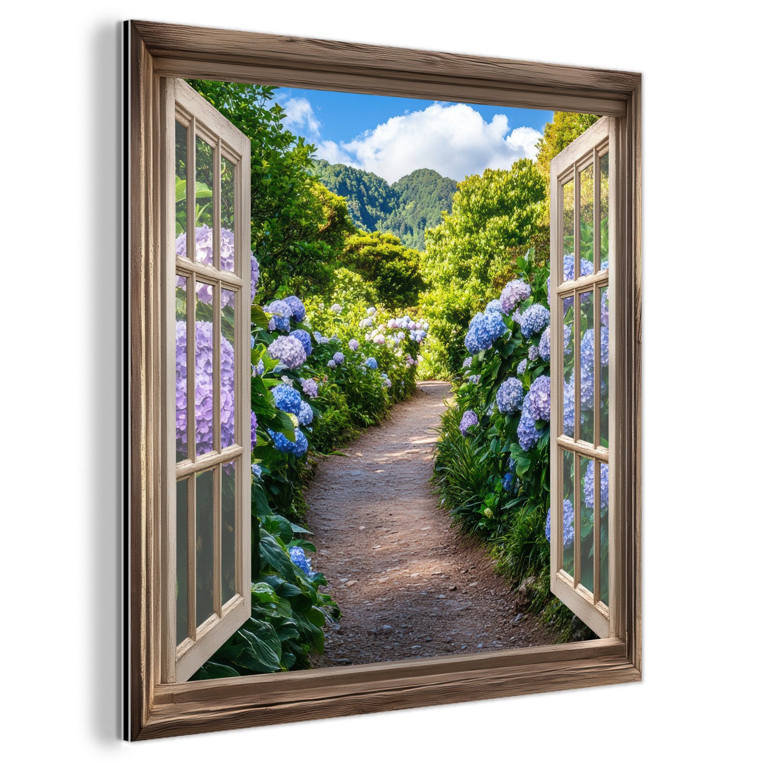 MuchoWow Metallbild Durchblick - Hortensie - günstig online kaufen