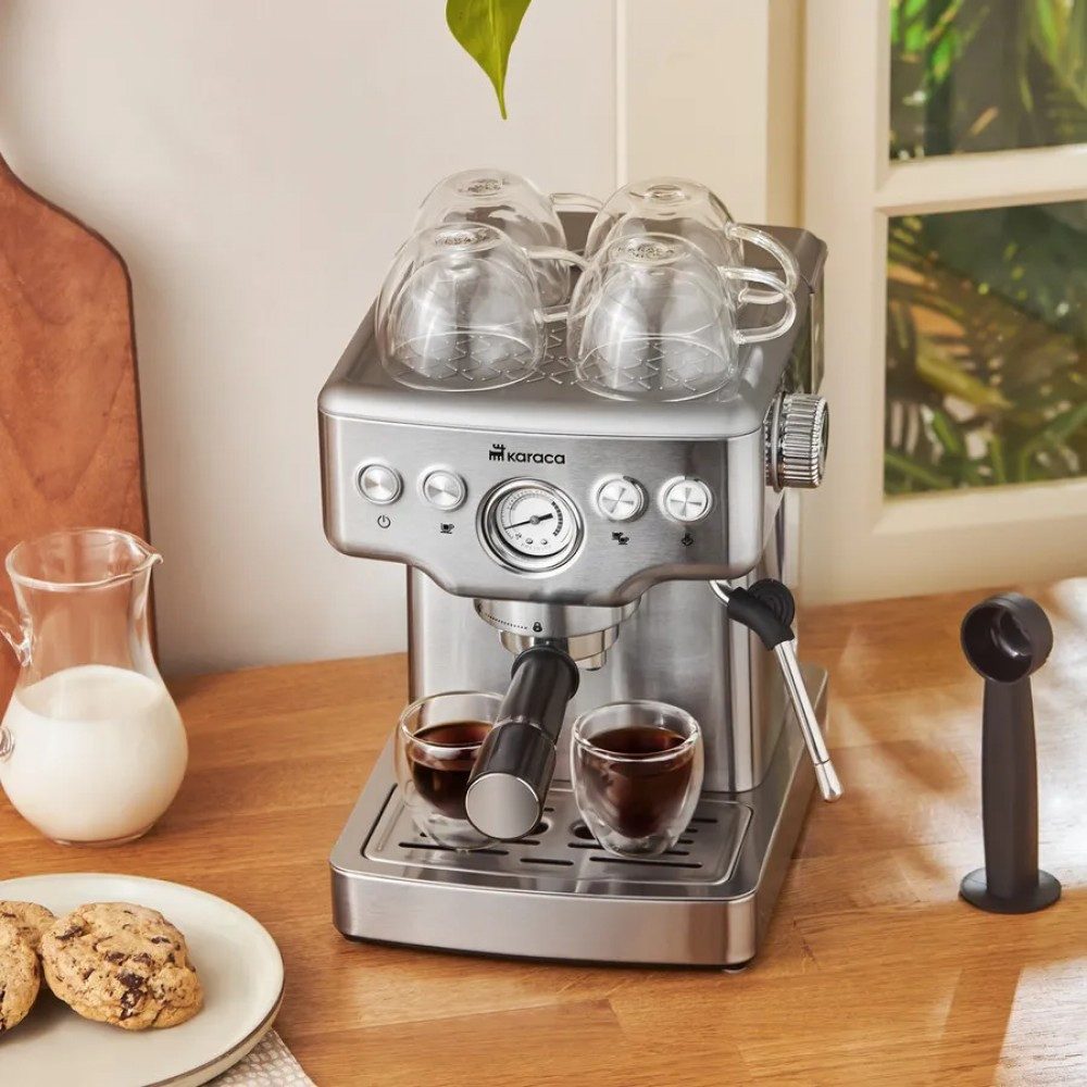 Karaca Espressomaschine, Coffee Art 1353 Espressomaschine Siebträger mit Milchschäumer