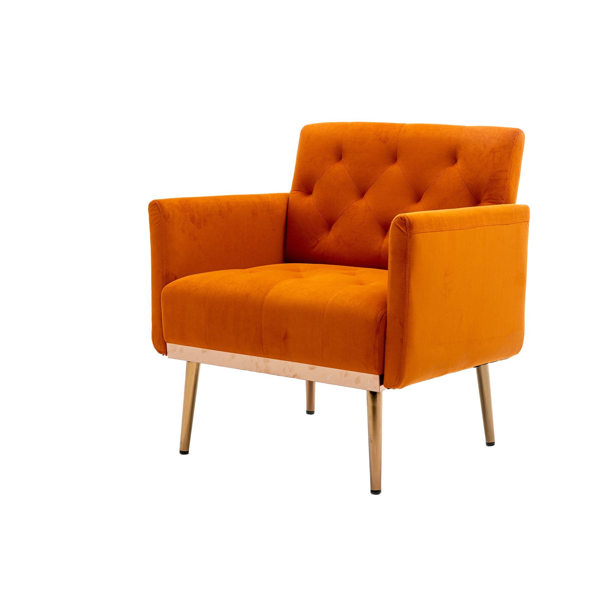 Freizeitsessel Vierbeiniger roségoldenen Stuhl, Esszimmerstuhl Akzentstuhl, Füßen OKWISH mit orange