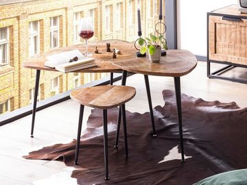 TPFLiving Couchtisch Lander - 25 mm starke Tischplatte (aus natürlichem Mangoholz - Gestell Metall schwarz, Designer Tisch - Wohnzimmertisch - Sofatisch), Produktlinie: Wyoming - Breite: 40 cm, Höhe: 37 cm, Tiefe: 37 cm