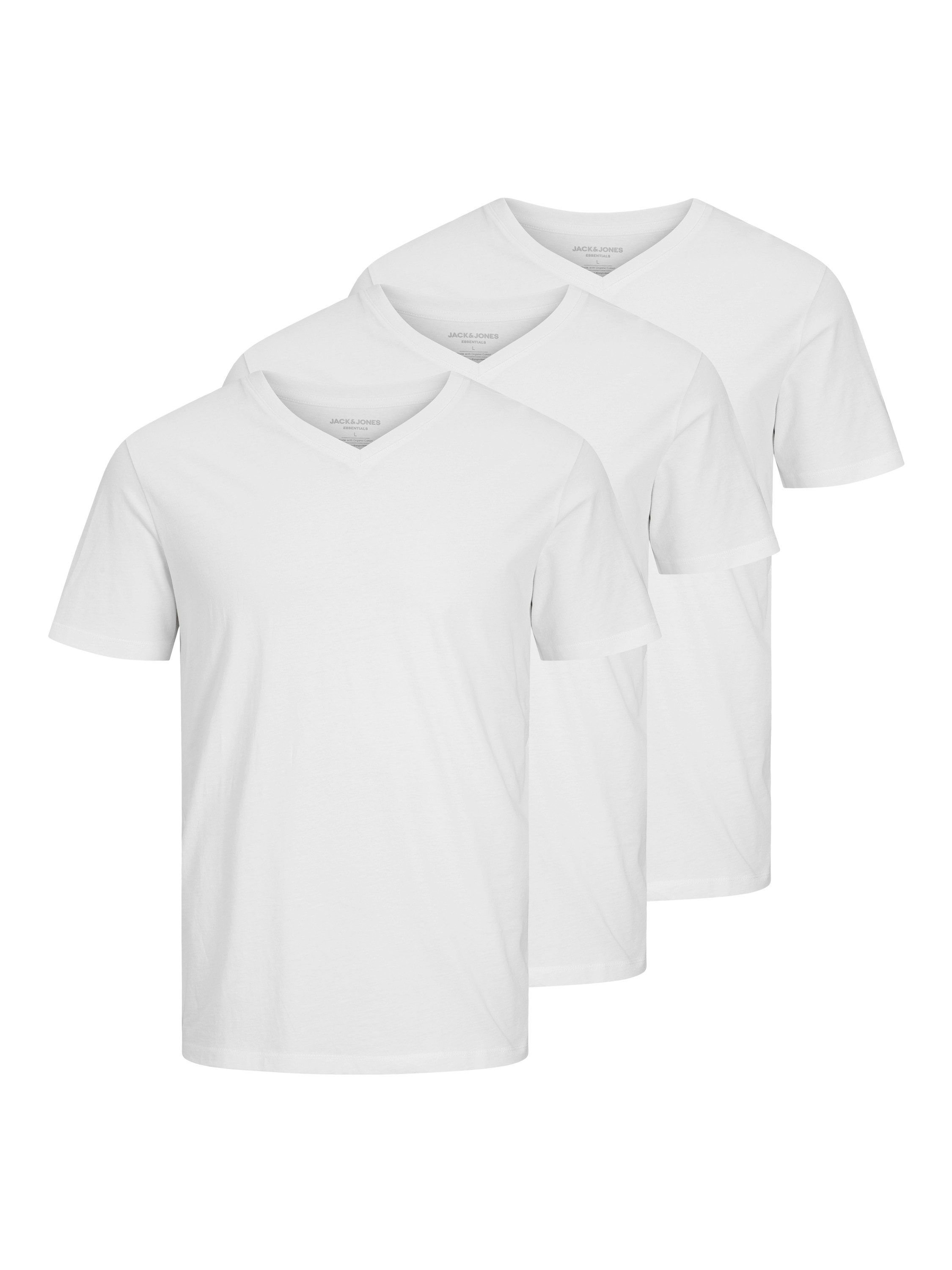 Jack & Jones V-Shirt JJEORGANIC BASIC TEE SS V-NECK 3PK MP (Packung, 3-tlg)