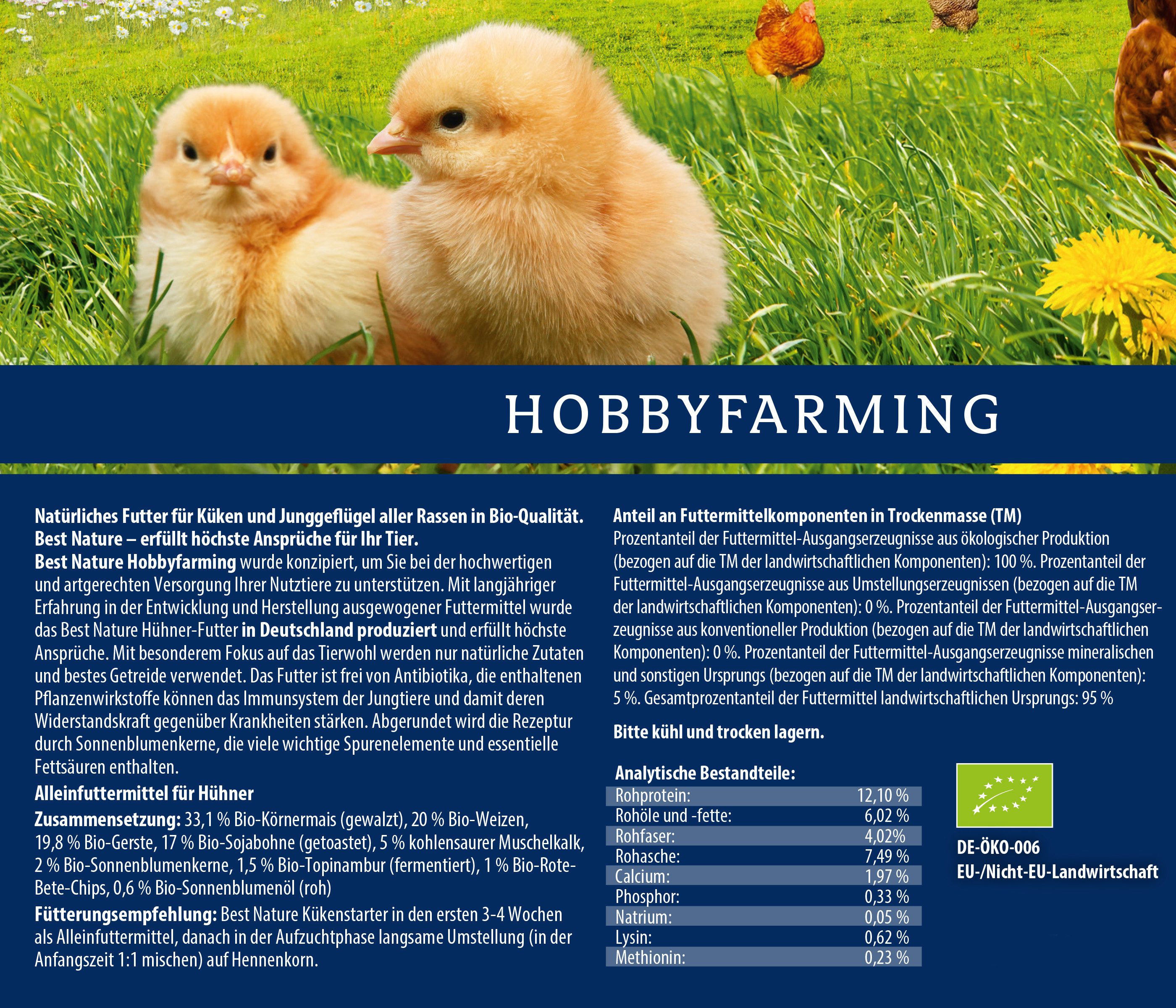 Dehner Best Nature Bio Kükenstarter, Aufzuchtfutter, 10 kg, Hauptfutter für: Küken, artgerecht für Junggeflügel