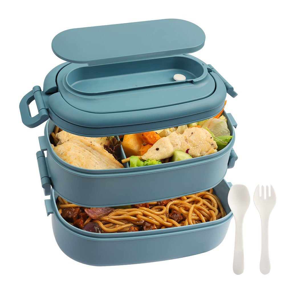 Sarfly Lagen Box mit Zwei Besteck, Bento Lunchbox 1550ml Zug