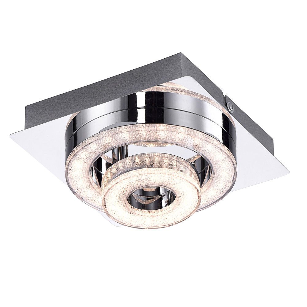 JUST LIGHT LED Deckenleuchte, LED-Leuchtmittel fest verbaut, Warmweiß, LED Decken Lampe Kristall Strahler Ess Zimmer Ring Spot Leuchte